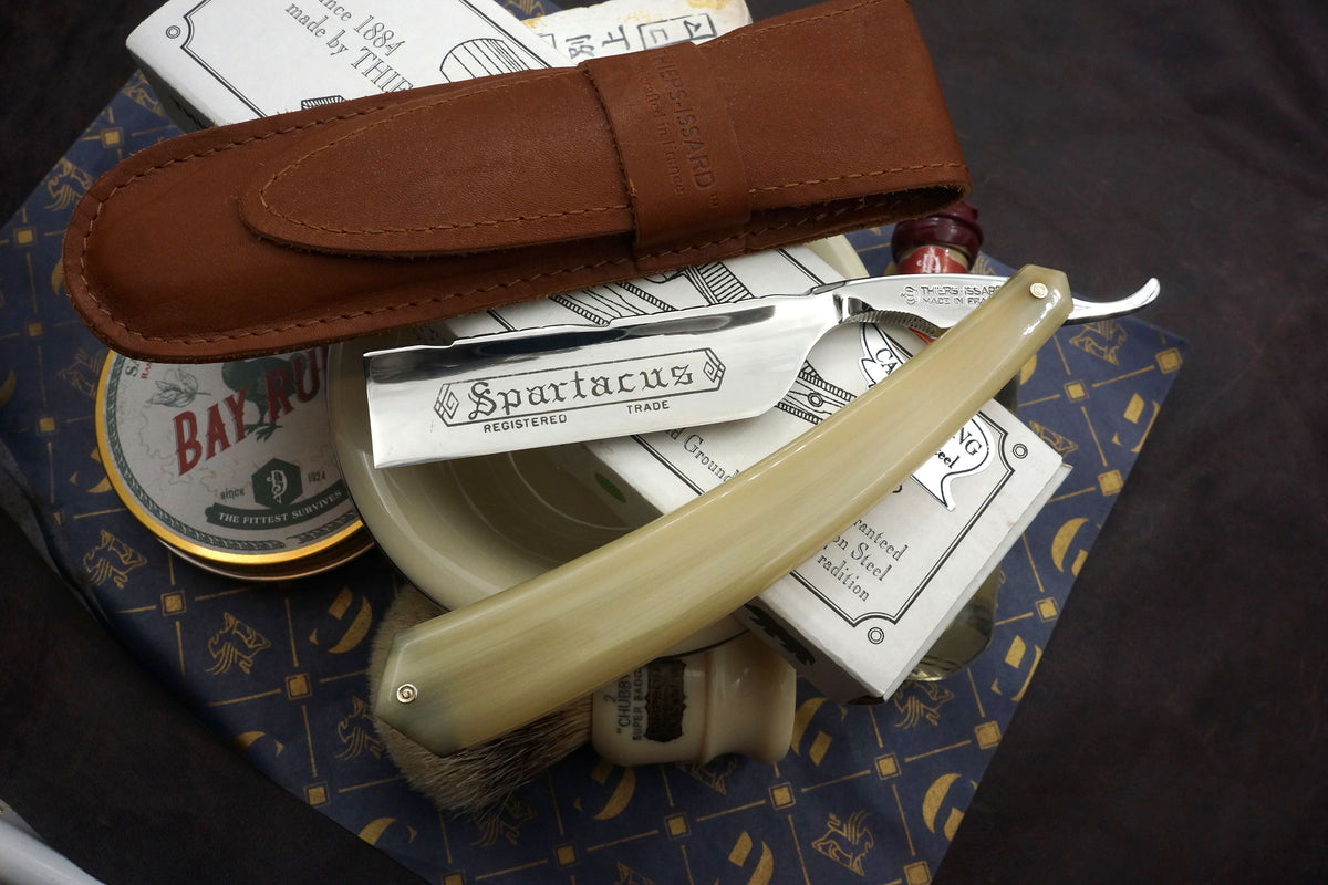 Thiers Issard 7/8 Full Hollow Worked Spine Spartacus - Preowned French Straight Razor - Shave Ready