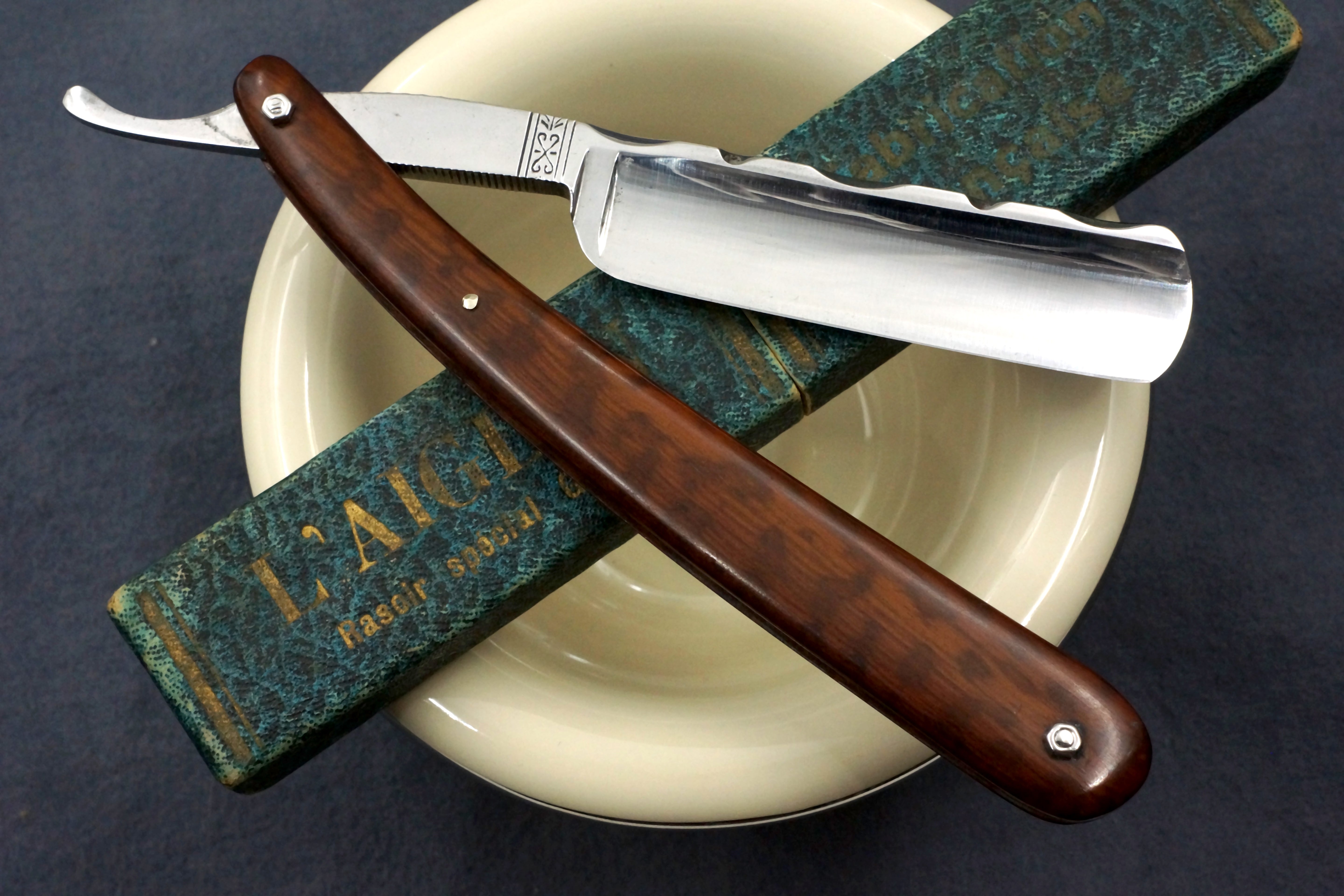A. Grissolange "Razoluxe" Full Hollow - 13/16 Fancy Vintage French Straight Razor - Shave Ready
