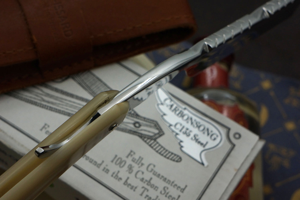 Thiers Issard 7/8 Full Hollow Worked Spine Spartacus - Preowned French Straight Razor - Shave Ready