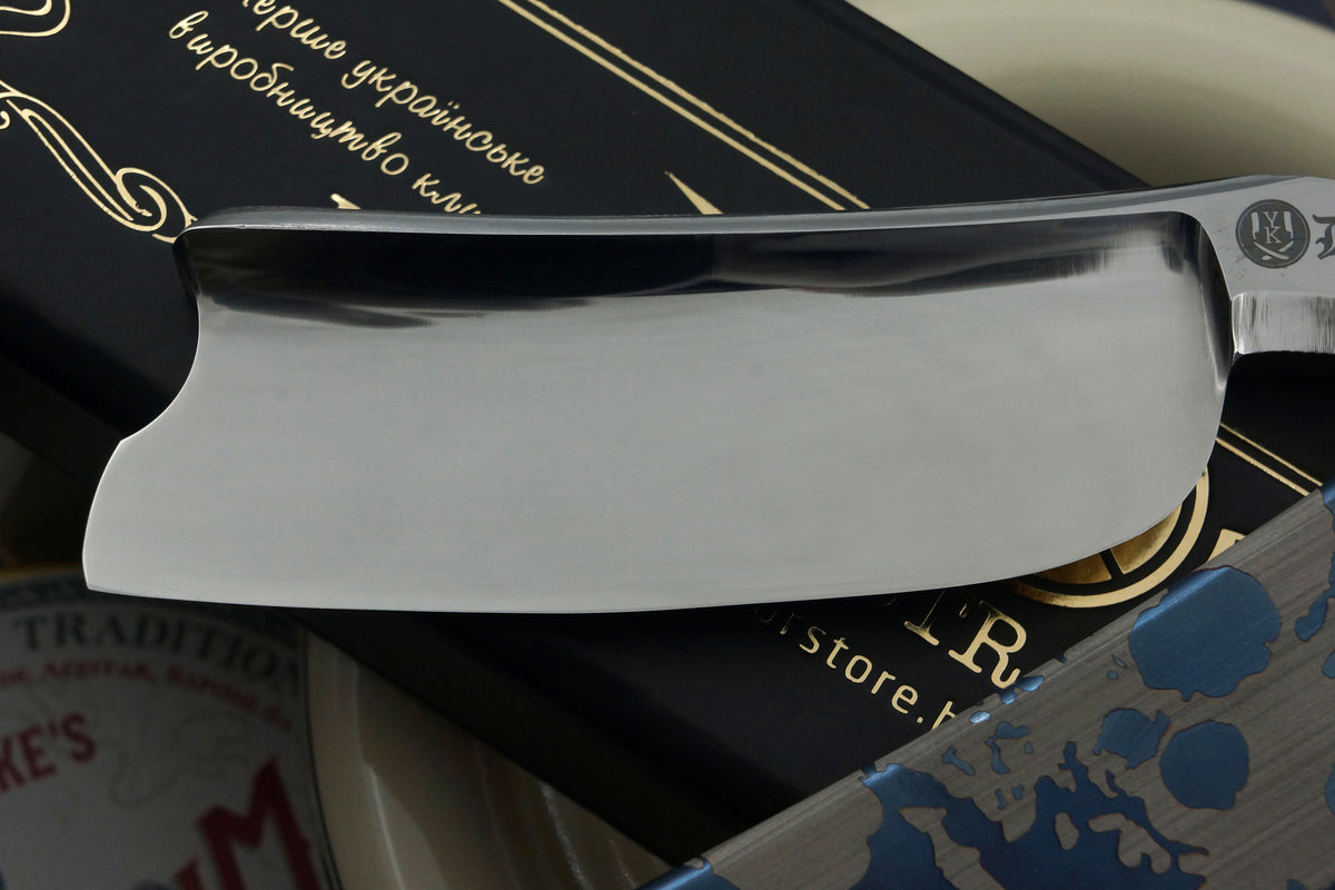 Art Razor Dante 10/8 Quarter Hollow Blade - Preowned Custom Straight Razor with Etched Metal Scales - Shave Ready