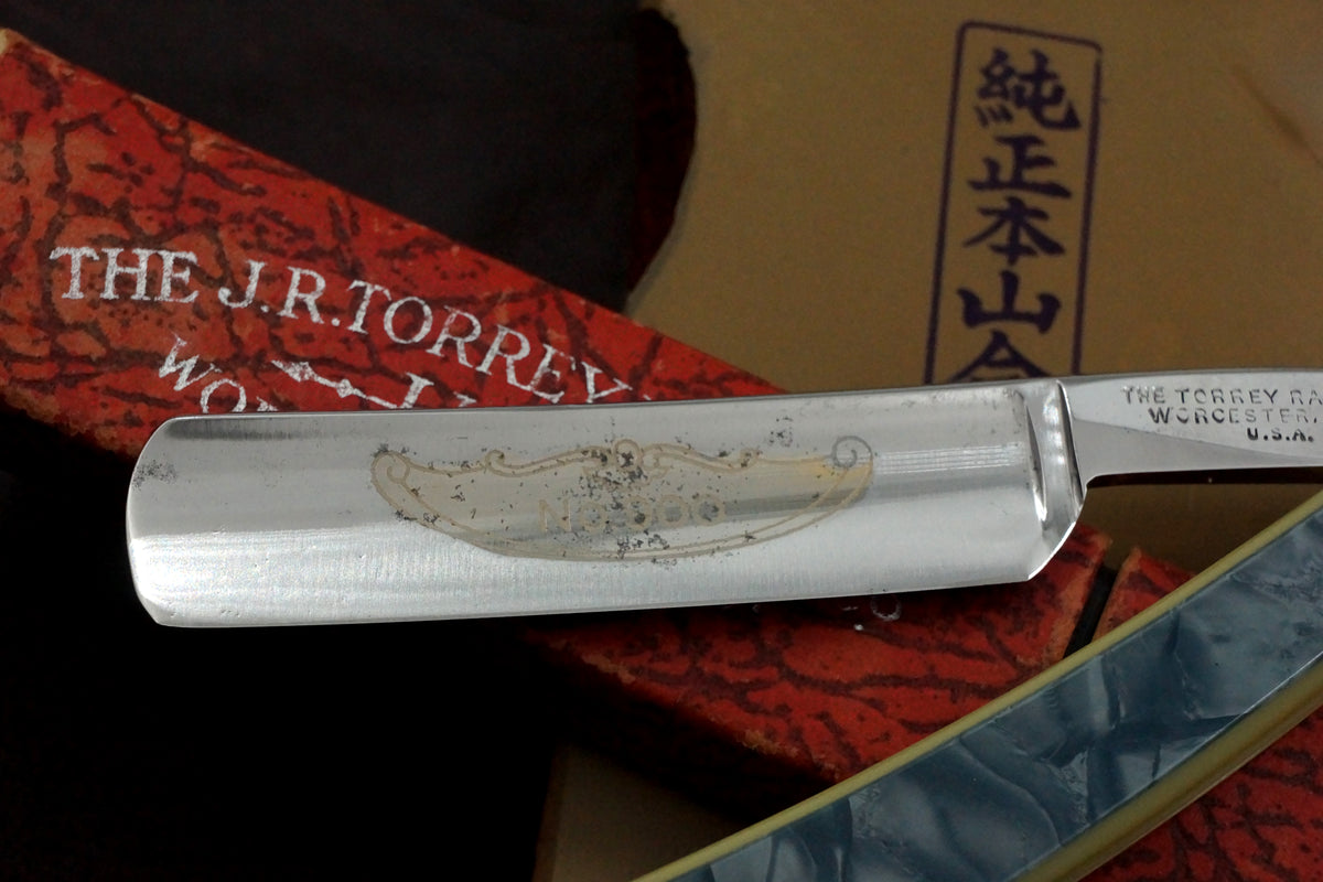 J.R. Torrey "No. 900" 11/16 Full Hollow with Fancy Scales Vintage USA Straight Razor - Shave Ready