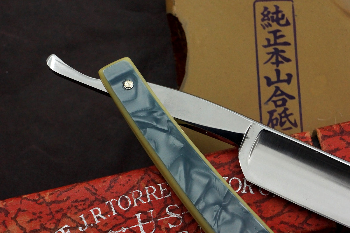 J.R. Torrey "No. 900" 11/16 Full Hollow with Fancy Scales Vintage USA Straight Razor - Shave Ready