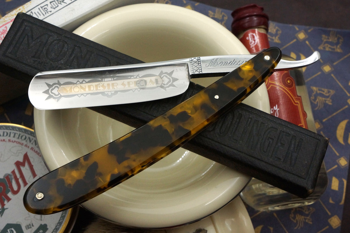 L. Sommer "Mondesir" 13/16 Blade Tortoise Scales - Excellent Vintage Solingen Straight Razor - Shave Ready
