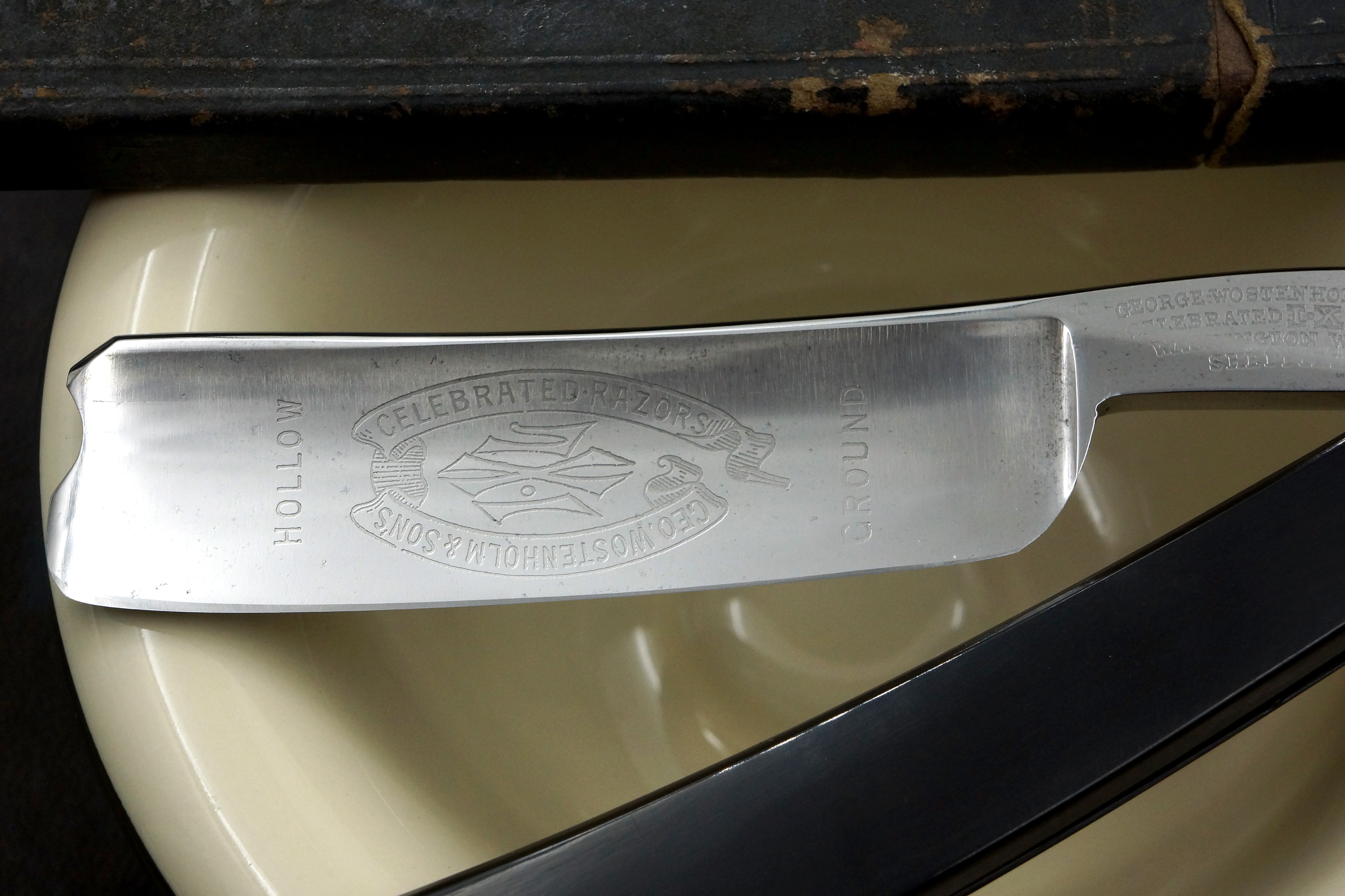 Wostenholm & Sons - Restored 13/16 Etched Vintage Sheffield Straight Razor with Original Scales - Shave Ready