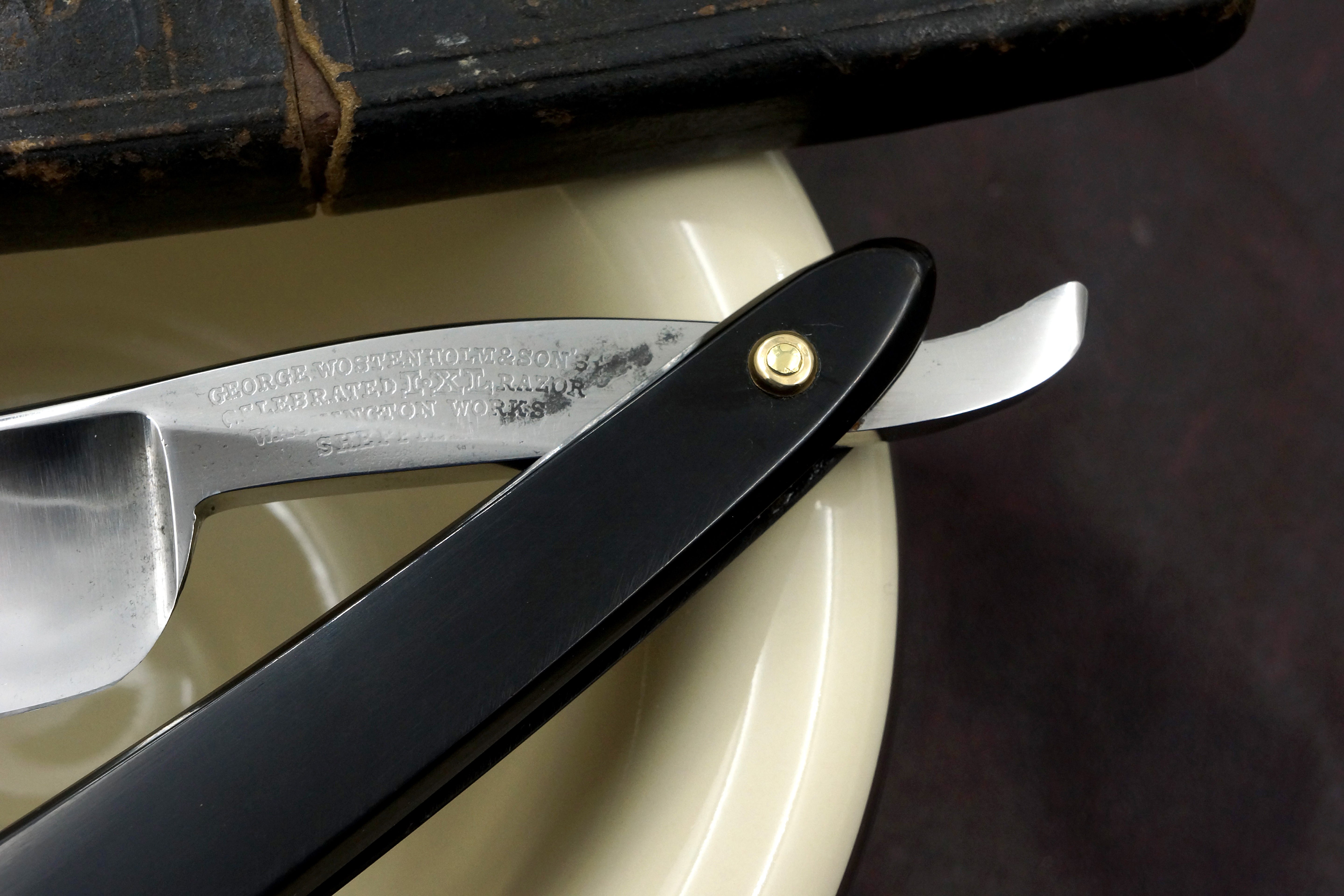 Wostenholm & Sons - Restored 13/16 Etched Vintage Sheffield Straight Razor with Original Scales - Shave Ready