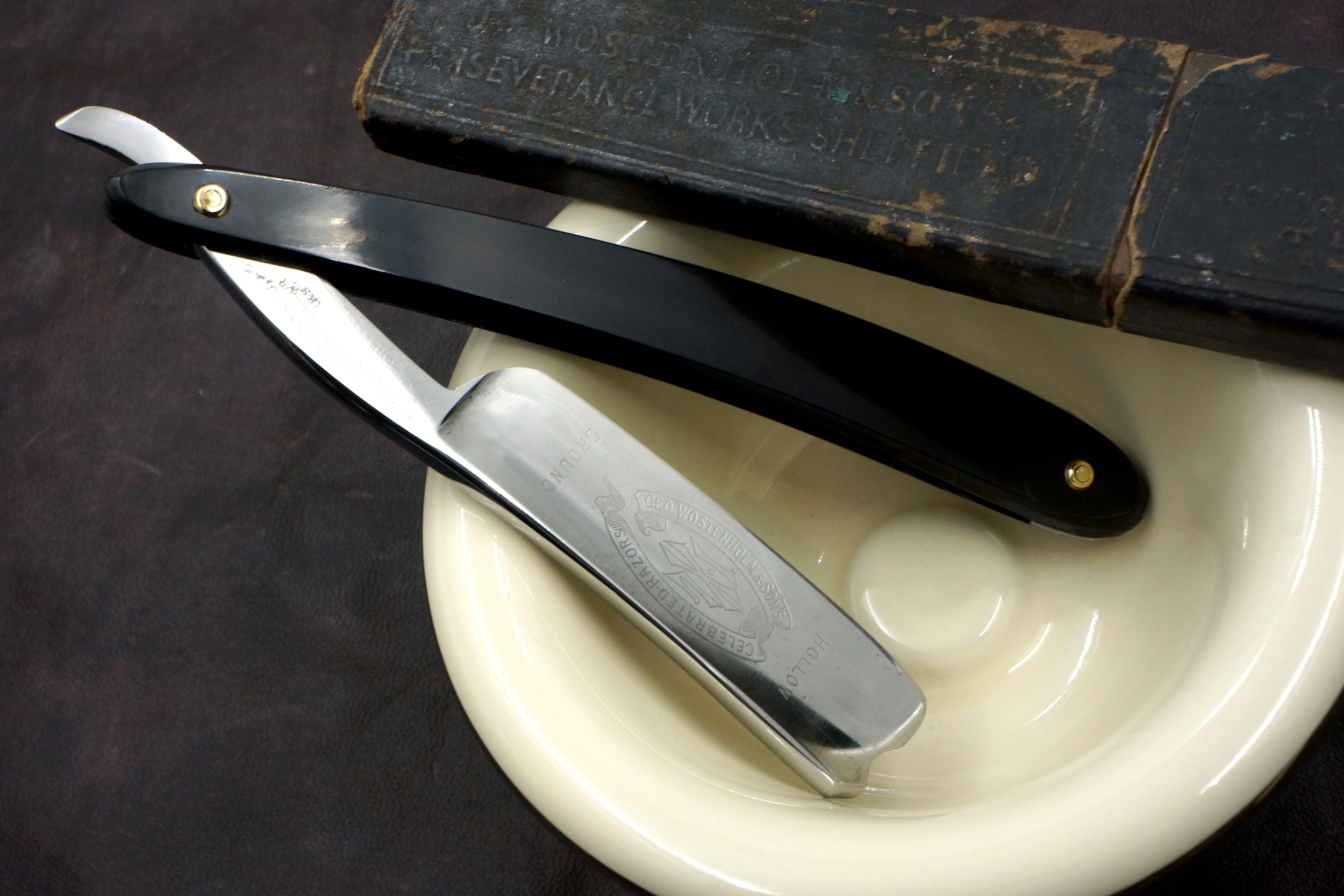 Wostenholm & Sons - Restored 13/16 Etched Vintage Sheffield Straight Razor with Original Scales - Shave Ready