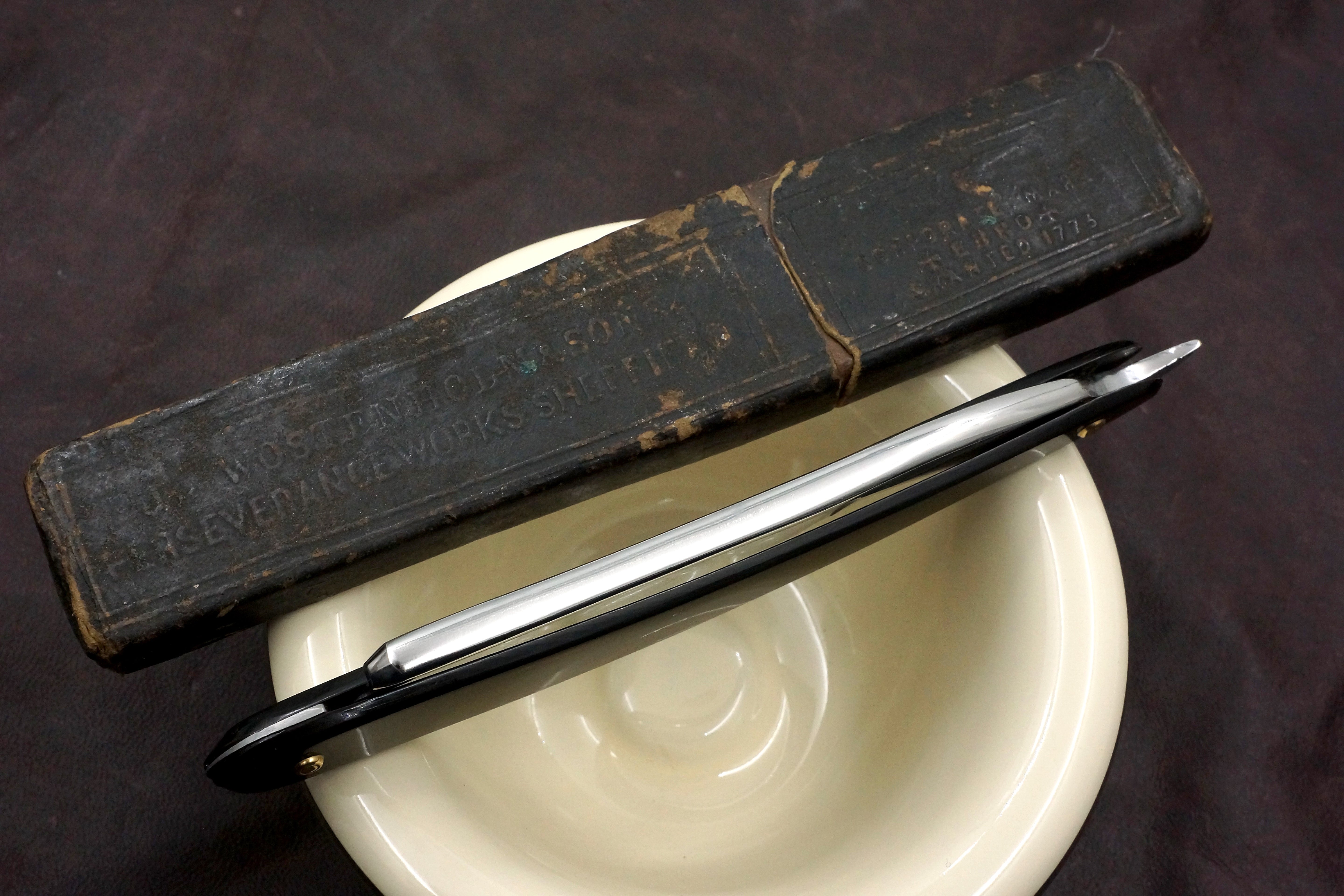 Wostenholm & Sons - Restored 13/16 Etched Vintage Sheffield Straight Razor with Original Scales - Shave Ready