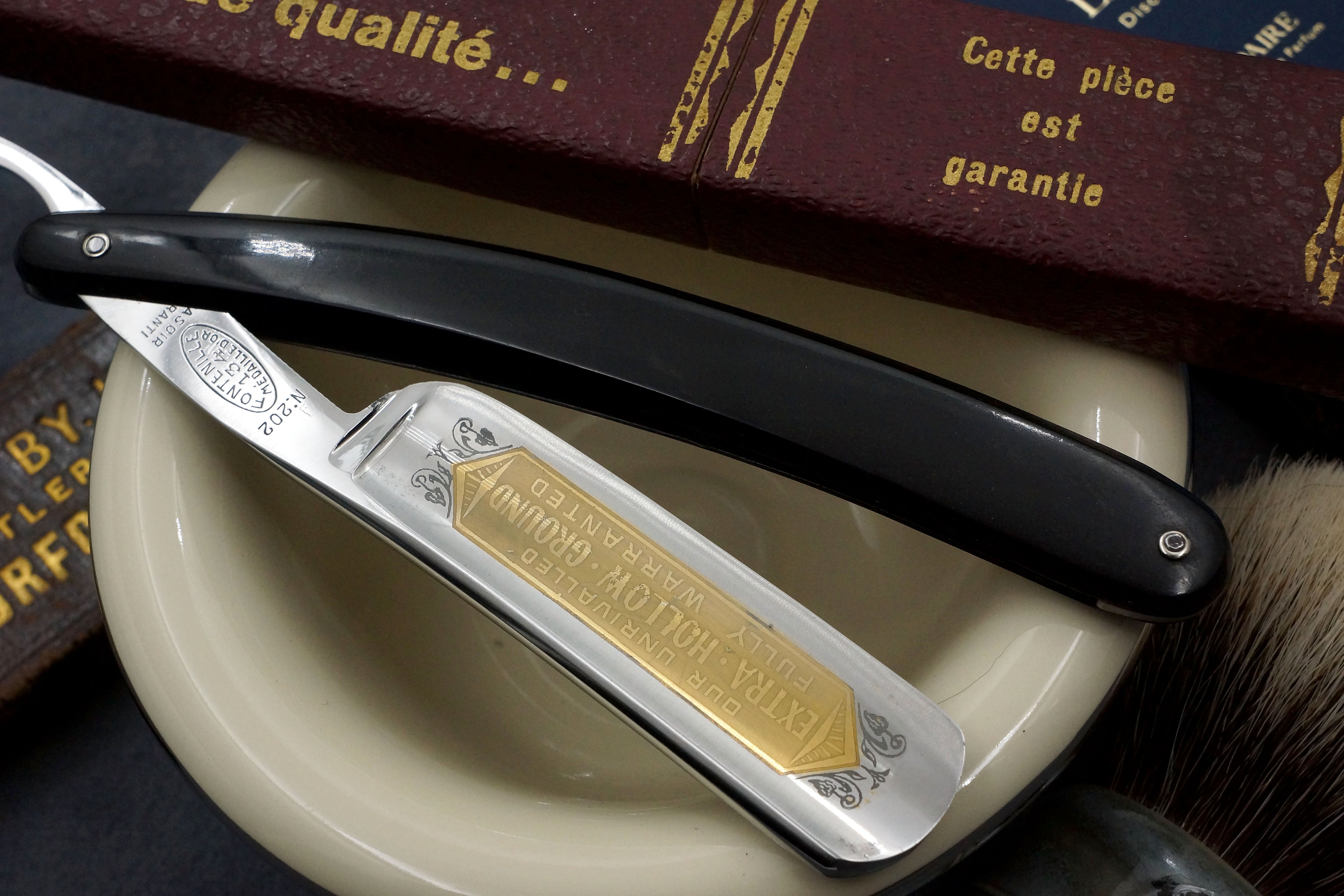Fontenille Full Hollow 13/16 Etched Blade - Excellent Restored Vintage French Straight Razor - Shave Ready