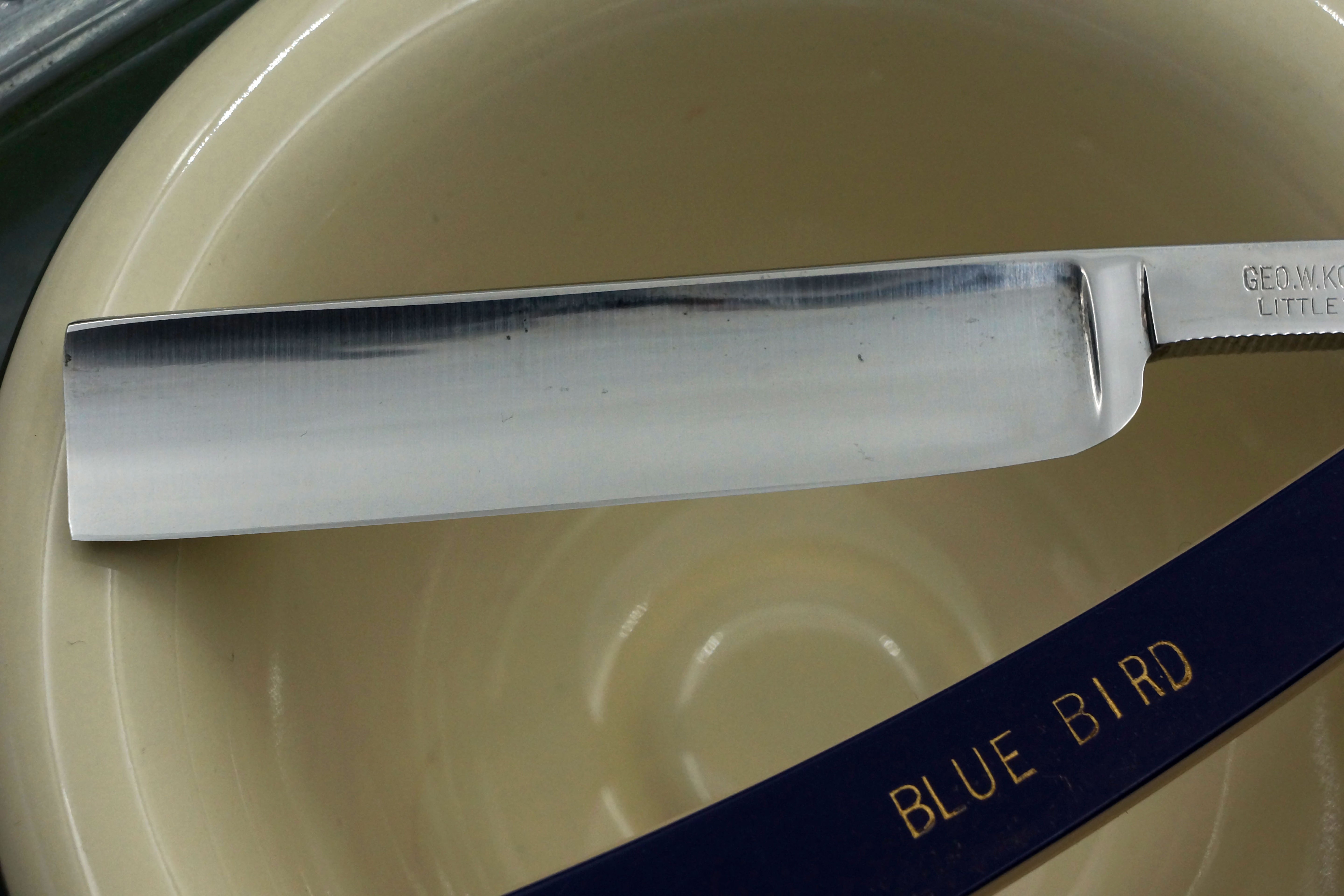 George W. Korn "Blue Bird" 5/8 Full Hollow Blade -Near Mint American Straight Razor - Shave Ready