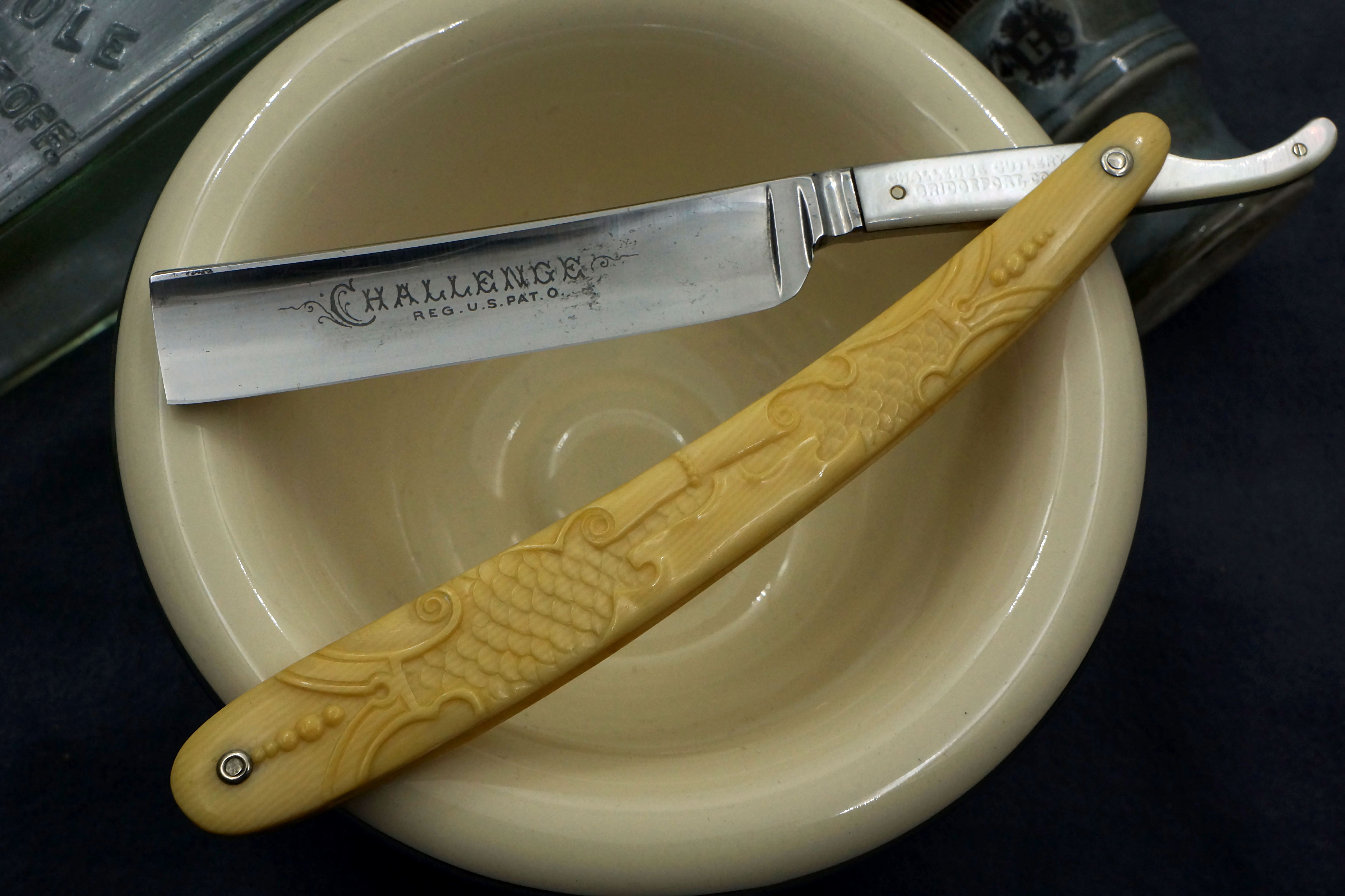 Challenge Cutlery Fancy Pearl Tang 5/8 Full Hollow Blade - Vintage American Straight Razor - Shave Ready