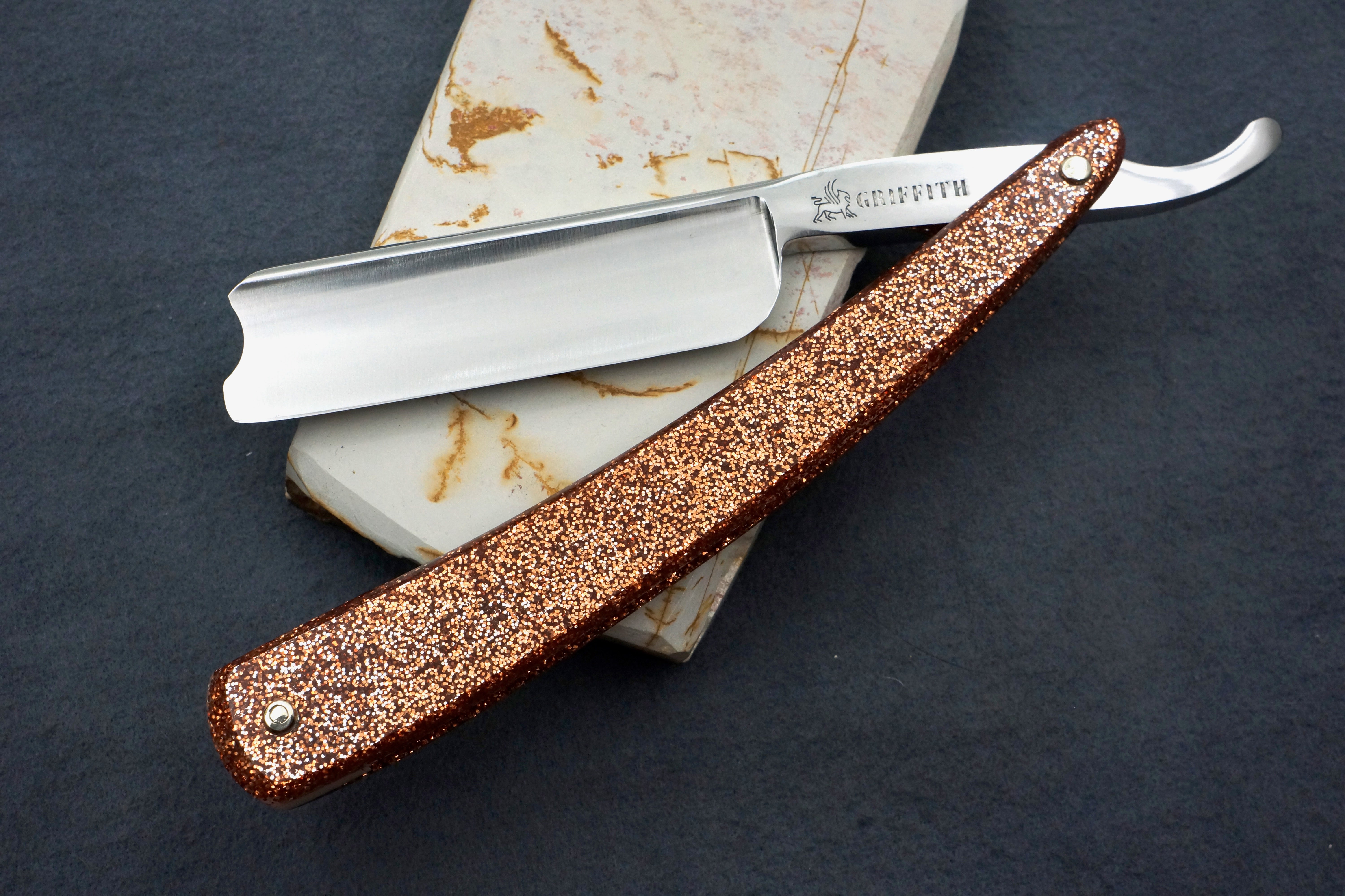 Griffith 7/8 Silver Steel Half Hollow Blade - Glitter Acrylic Scales A