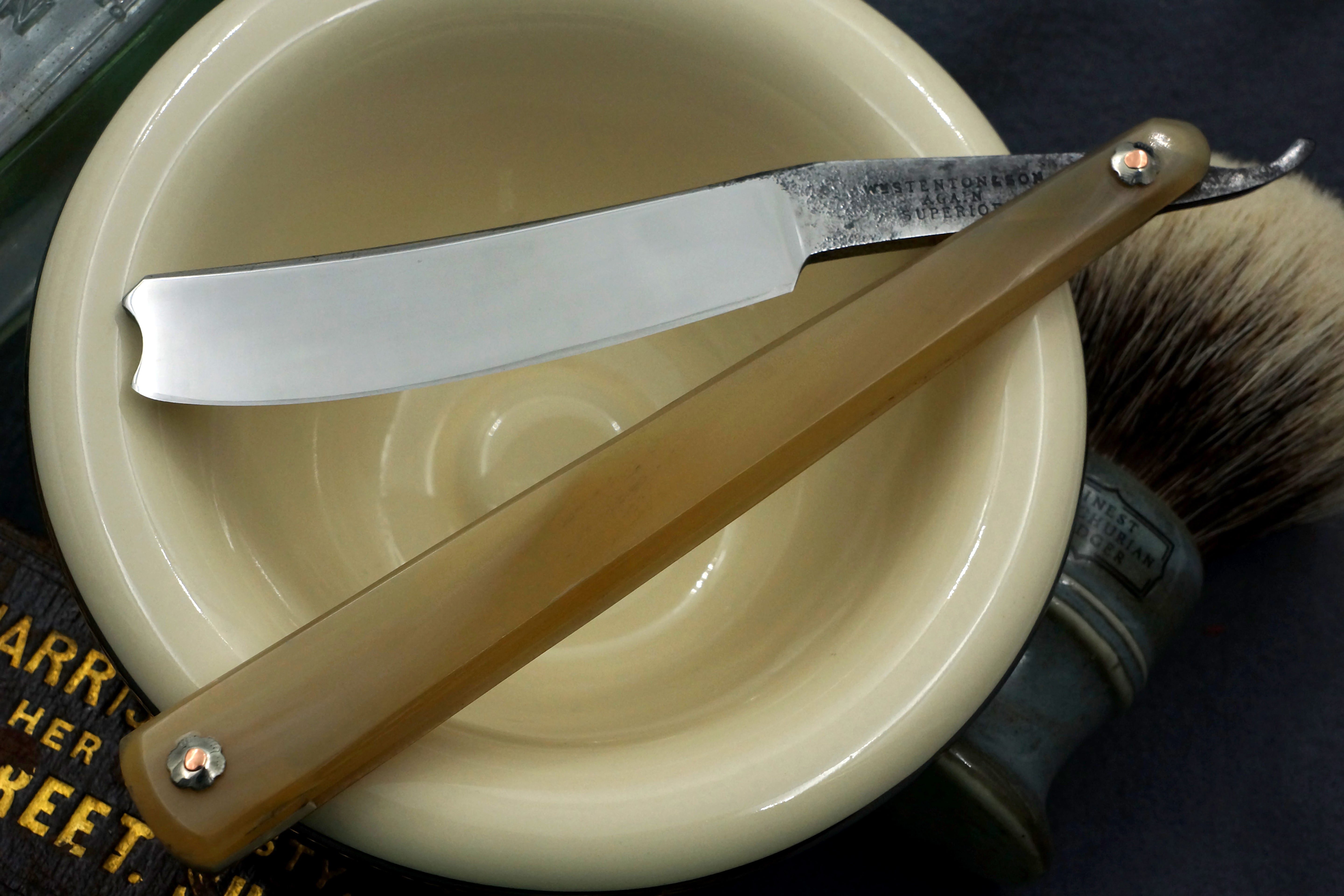 Wm. Stenton Early 1800s Stubtail - Restored 11/16 Vintage Sheffield Straight Razor with New Horn Scales - Shave Ready