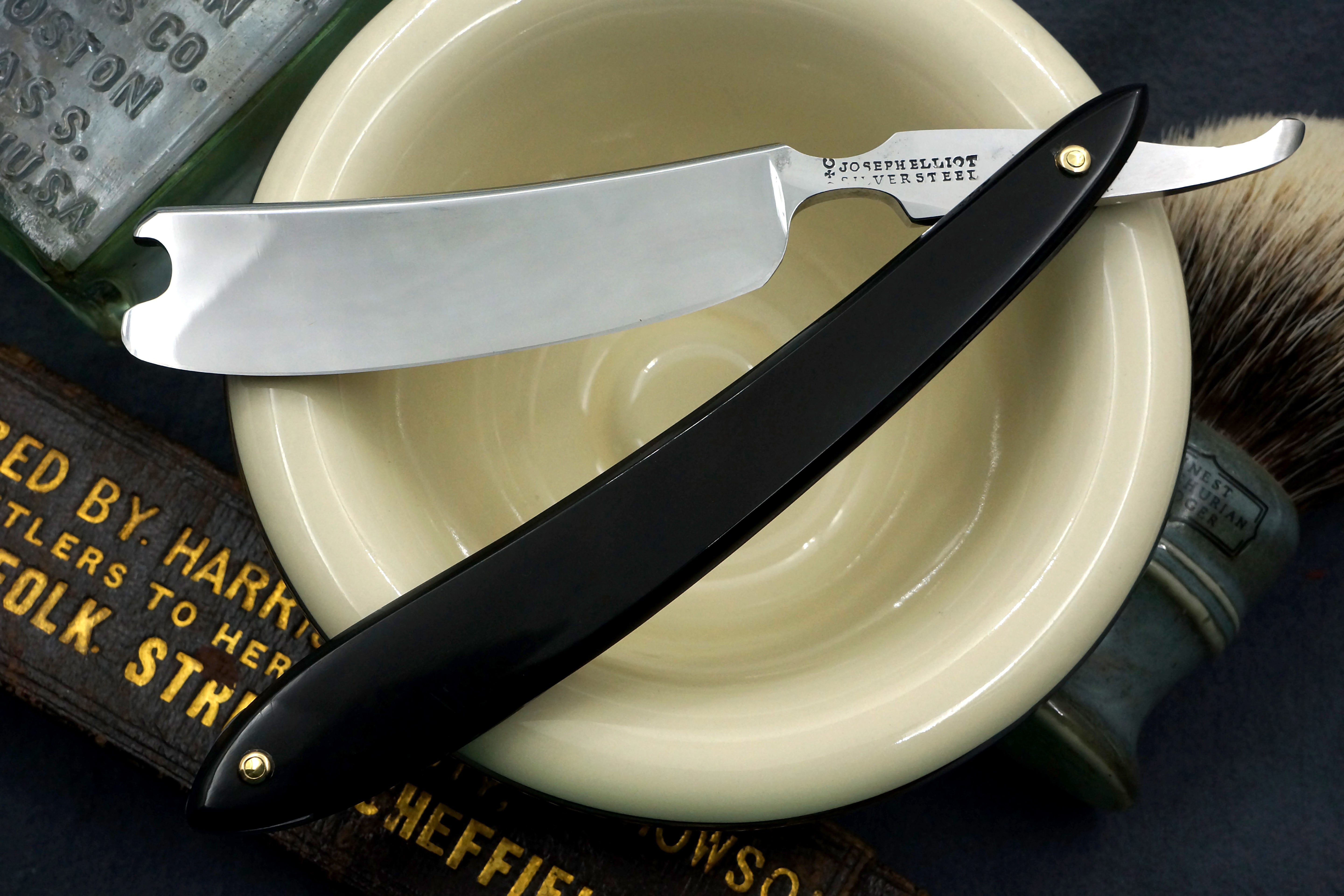 Joseph Elliot - Rare Double Thumbnotch - 7/8 Near Wedge Restored Sheffield Straight Razor - Shave Ready