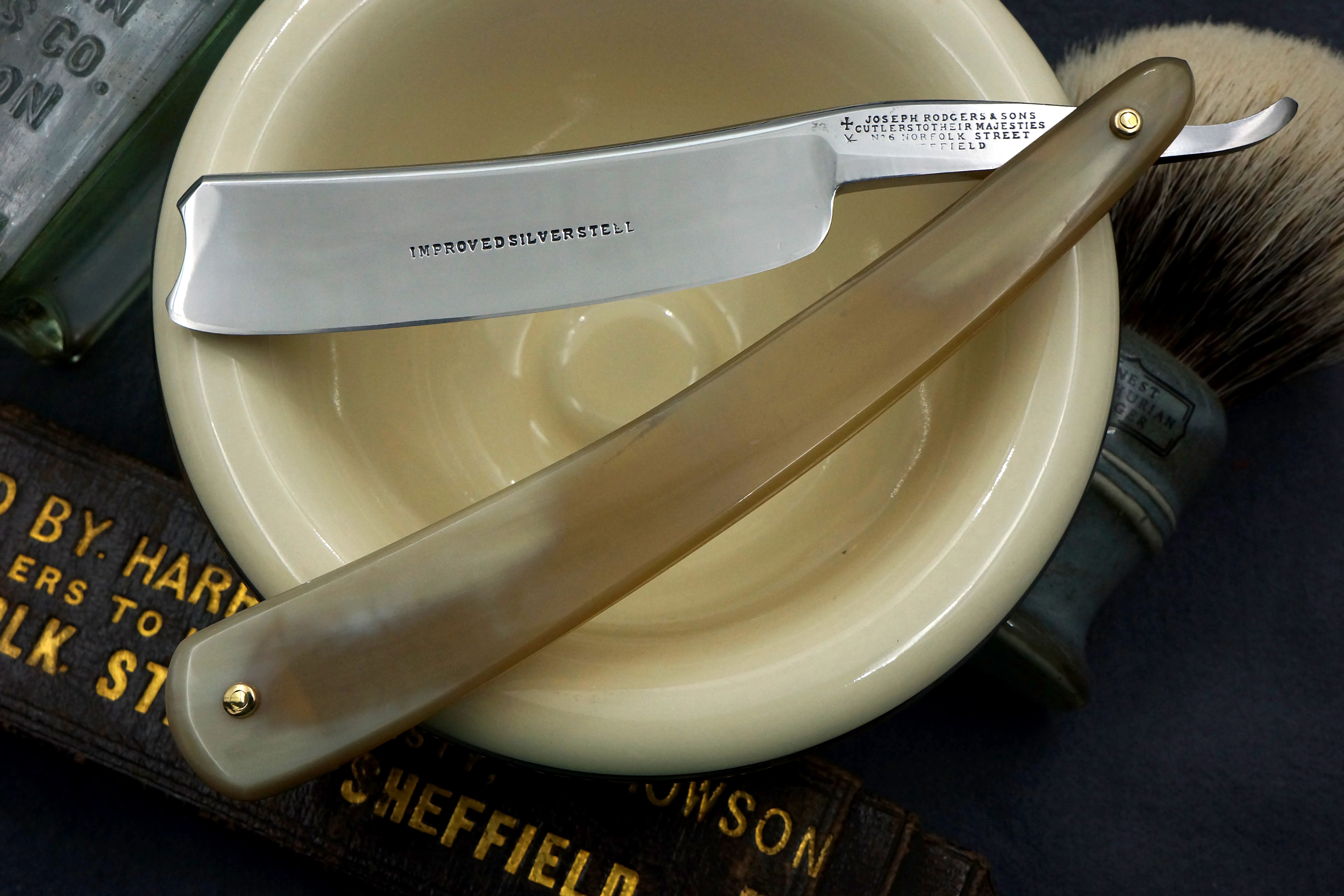 Joseph Rodgers & Sons "Improved Silver Steel" 13/16 Blade with New Horn Scales - Restored Sheffield Straight Razor - Shave Ready
