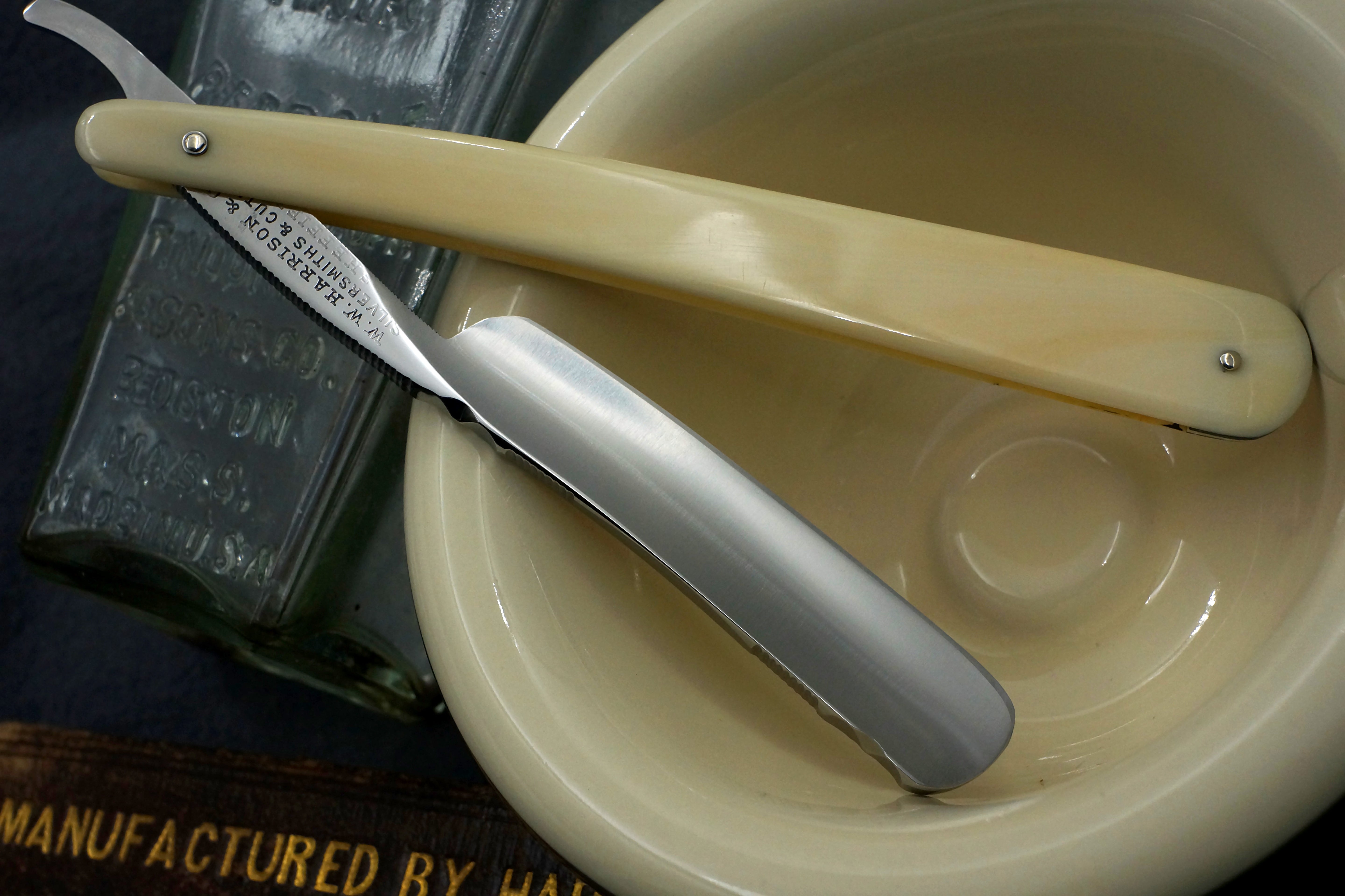 W.W. Harrison & Co. - Restored 5/8 Vintage Sheffield Straight Razor with Original Ivory Scales - Shave Ready