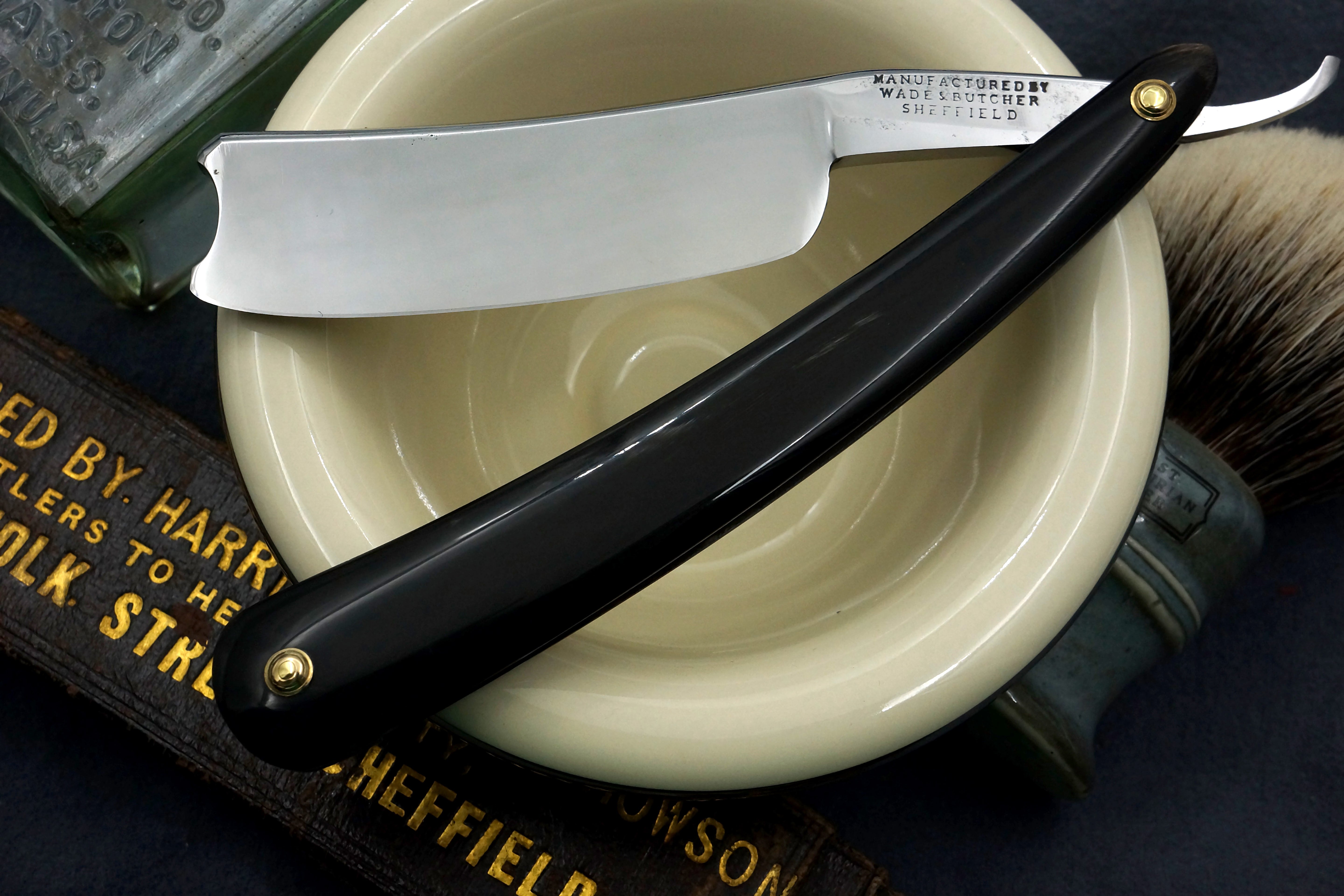 Wade & Butcher "For Barbers Use" - 1" Blade with New Horn Scales - Restored Sheffield Straight Razor - Shave Ready