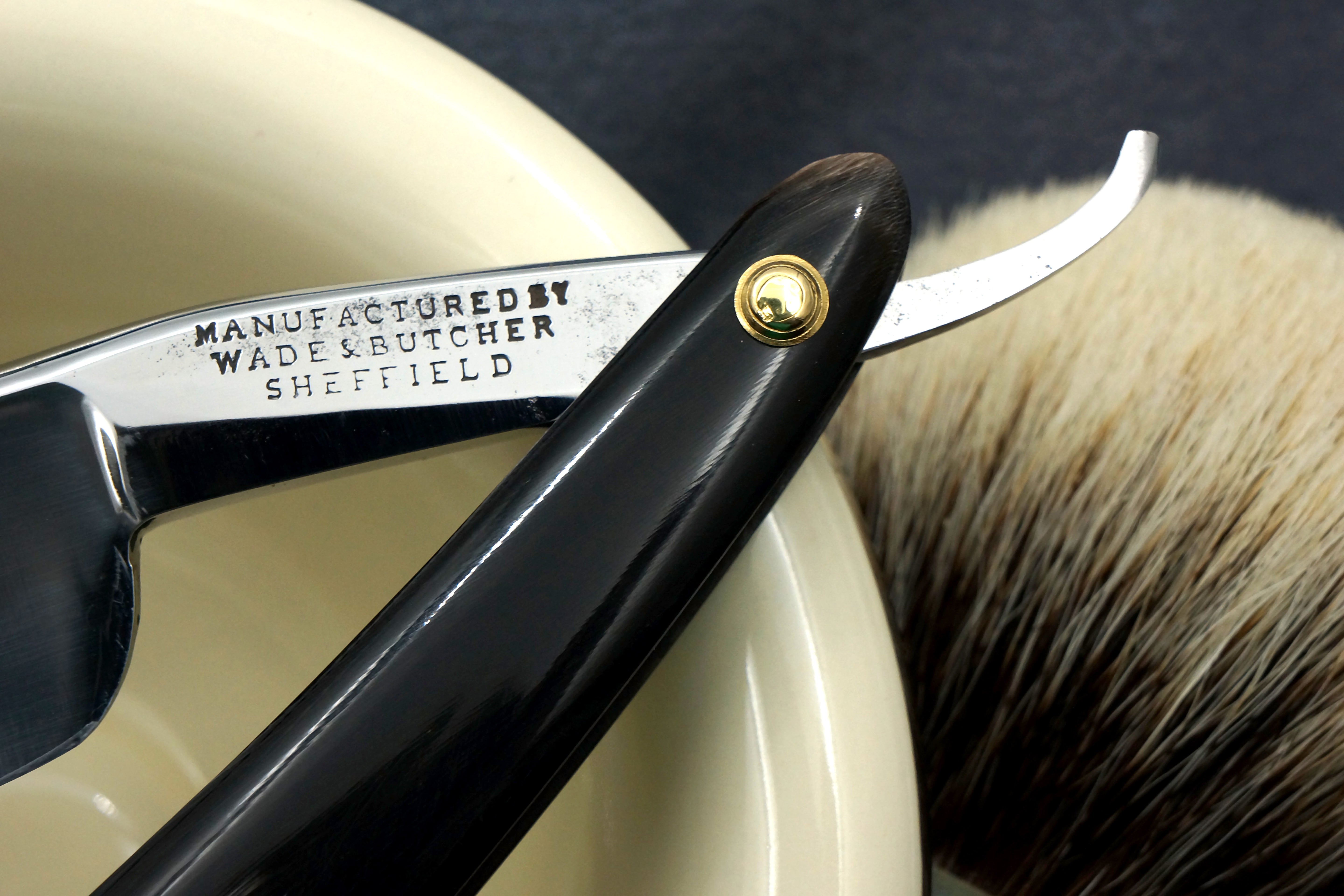 Wade & Butcher "For Barbers Use" - 1" Blade with New Horn Scales - Restored Sheffield Straight Razor - Shave Ready