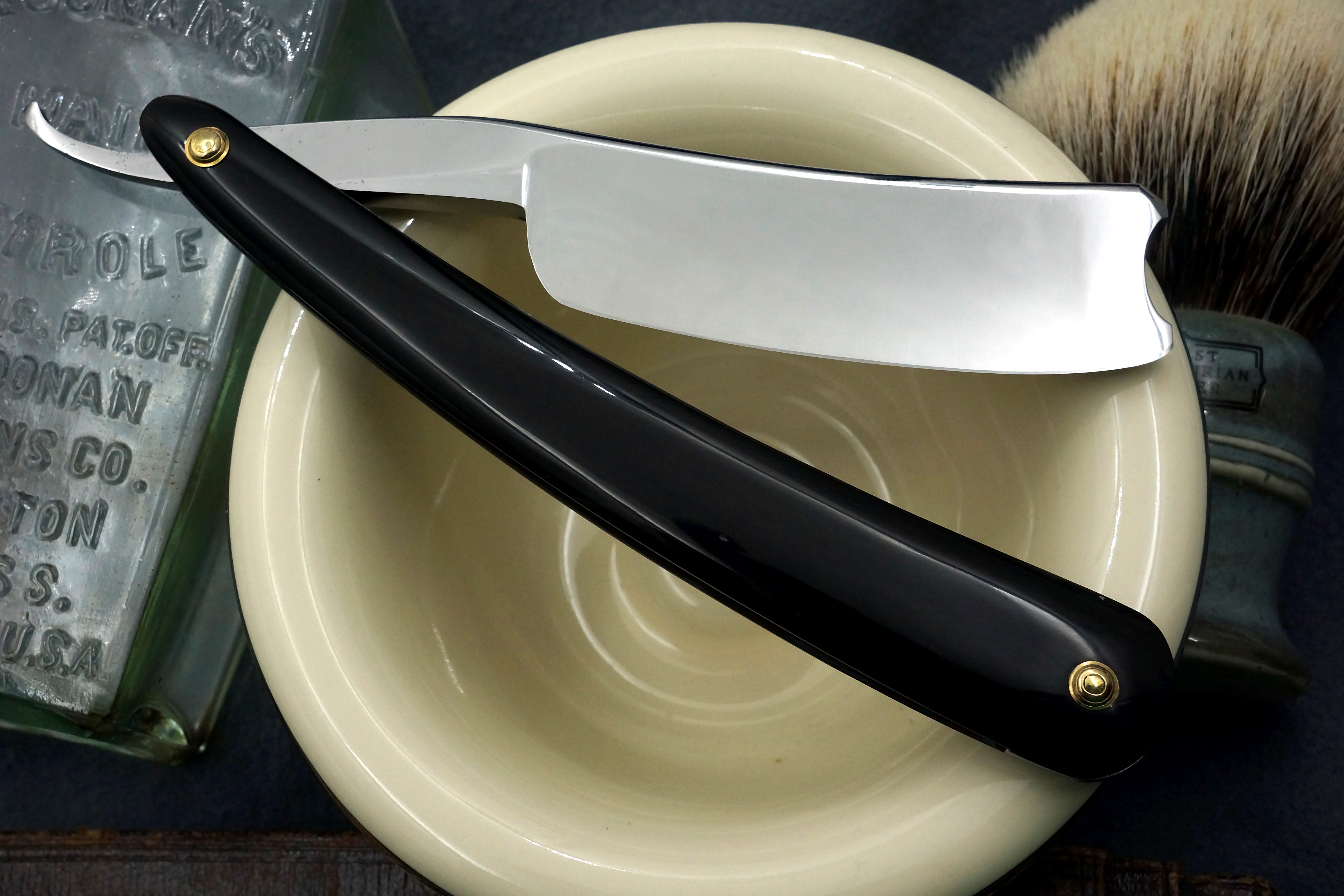 Wade & Butcher "For Barbers Use" - 1" Blade with New Horn Scales - Restored Sheffield Straight Razor - Shave Ready