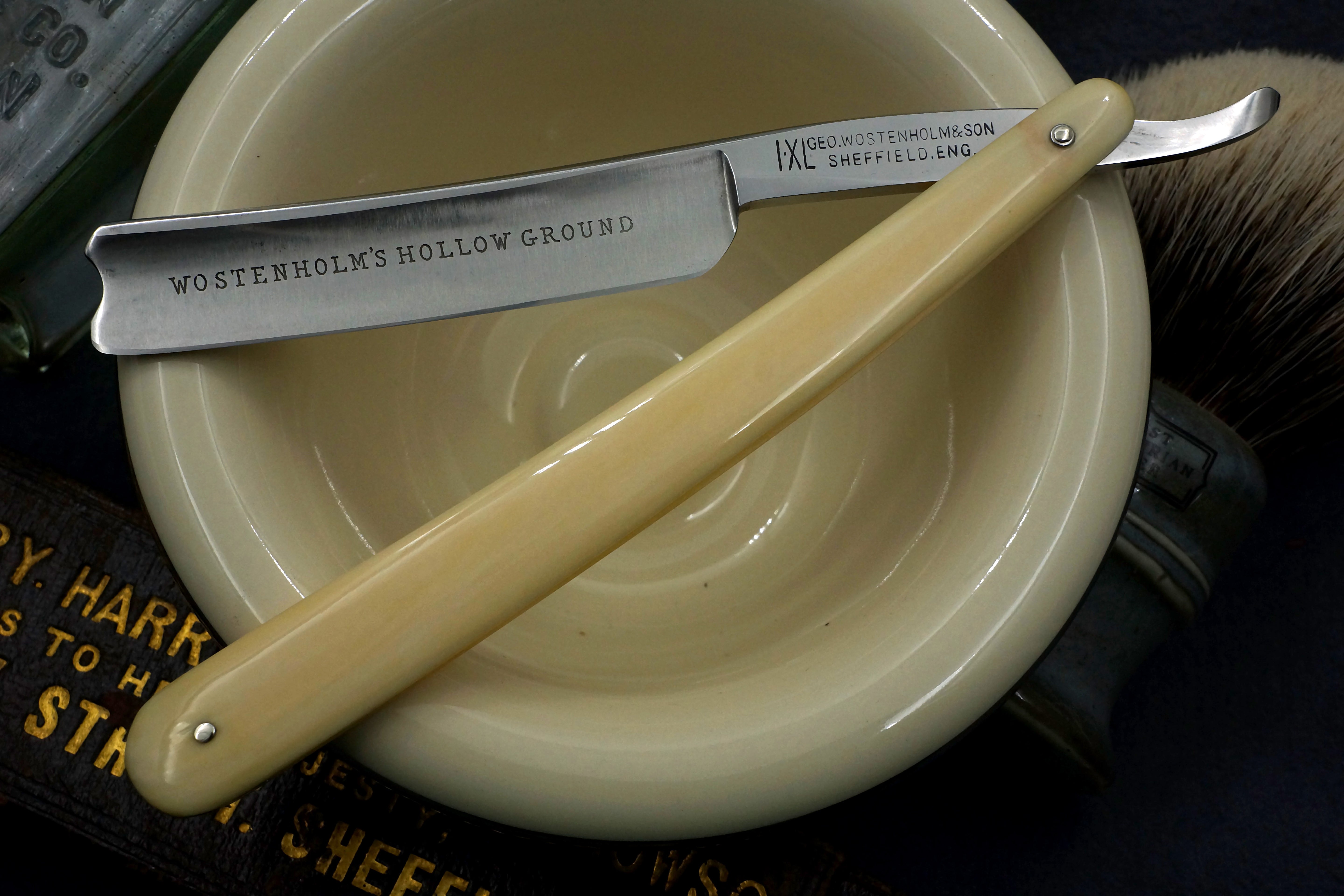 George Wostenholm & Son - Restored 5/8 Vintage Sheffield Straight Razor with Ivory Scales - Shave Ready