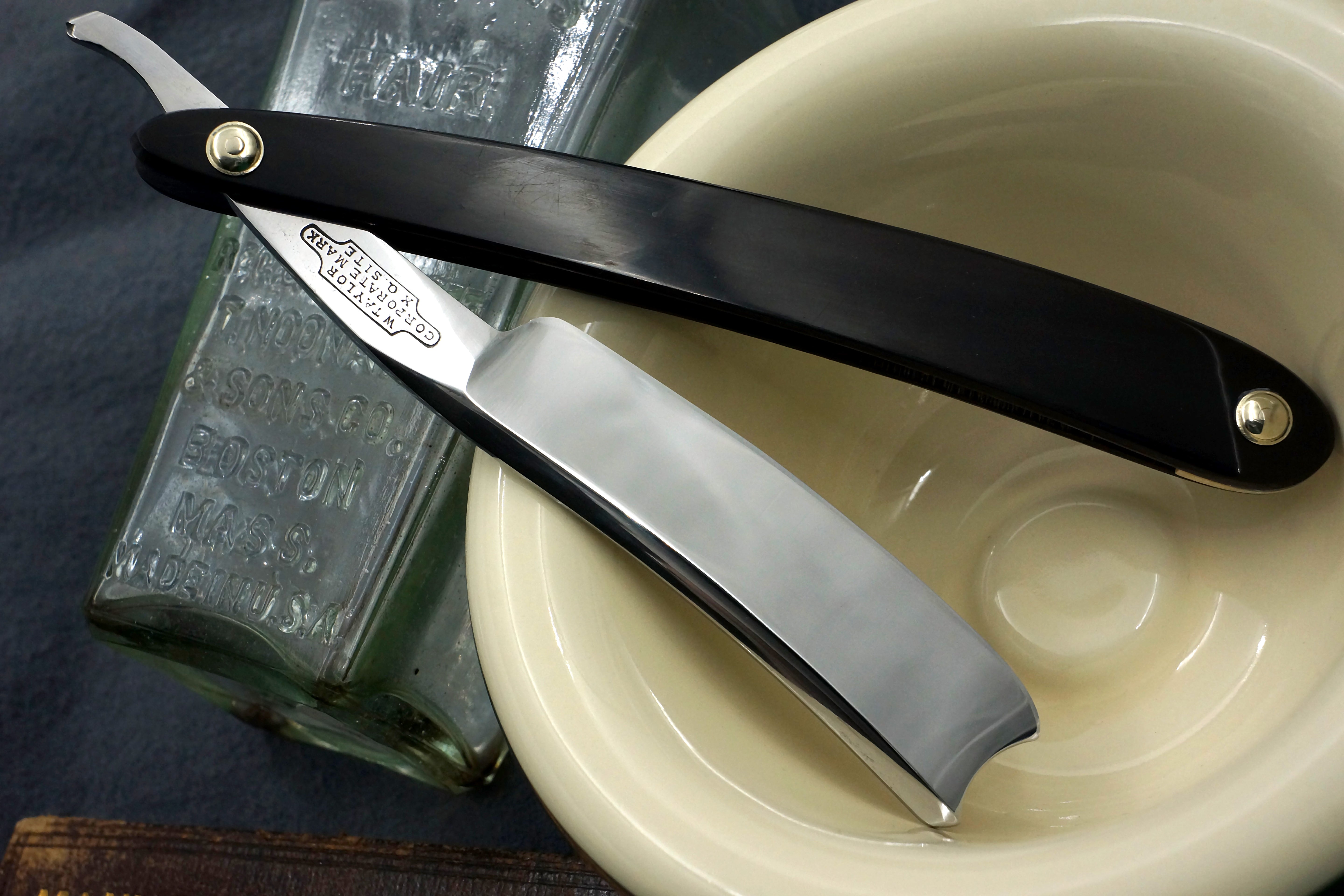 W. Taylor 6/8 Near Wedge Blade with New Horn Scales - Restored Sheffield Straight Razor - Shave Ready