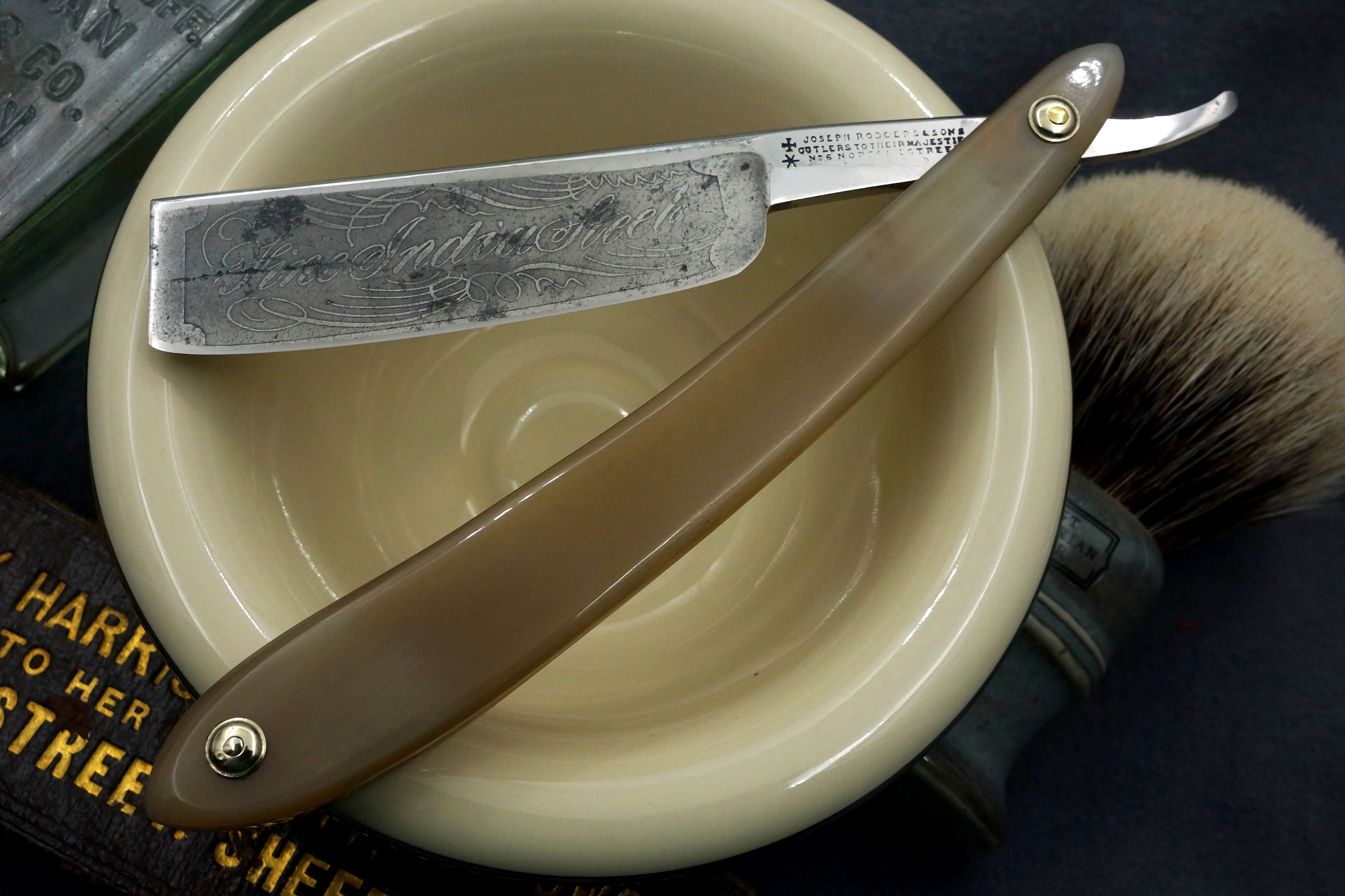 Joseph Rodgers & Sons "Fine India Steel" 13/16 Blade with New Horn Scales - Restored Sheffield Straight Razor - Shave Ready