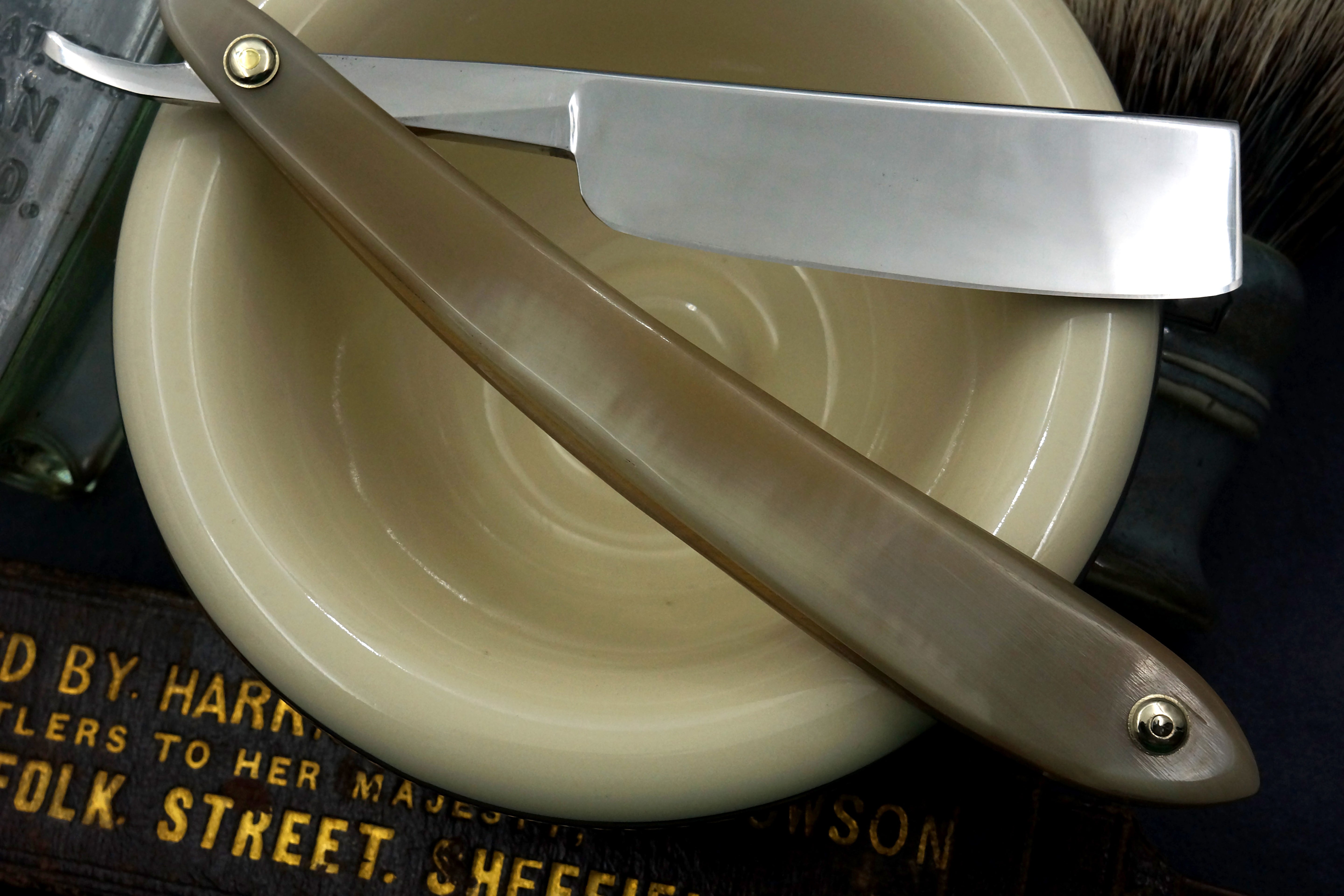 Joseph Rodgers & Sons "Fine India Steel" 13/16 Blade with New Horn Scales - Restored Sheffield Straight Razor - Shave Ready