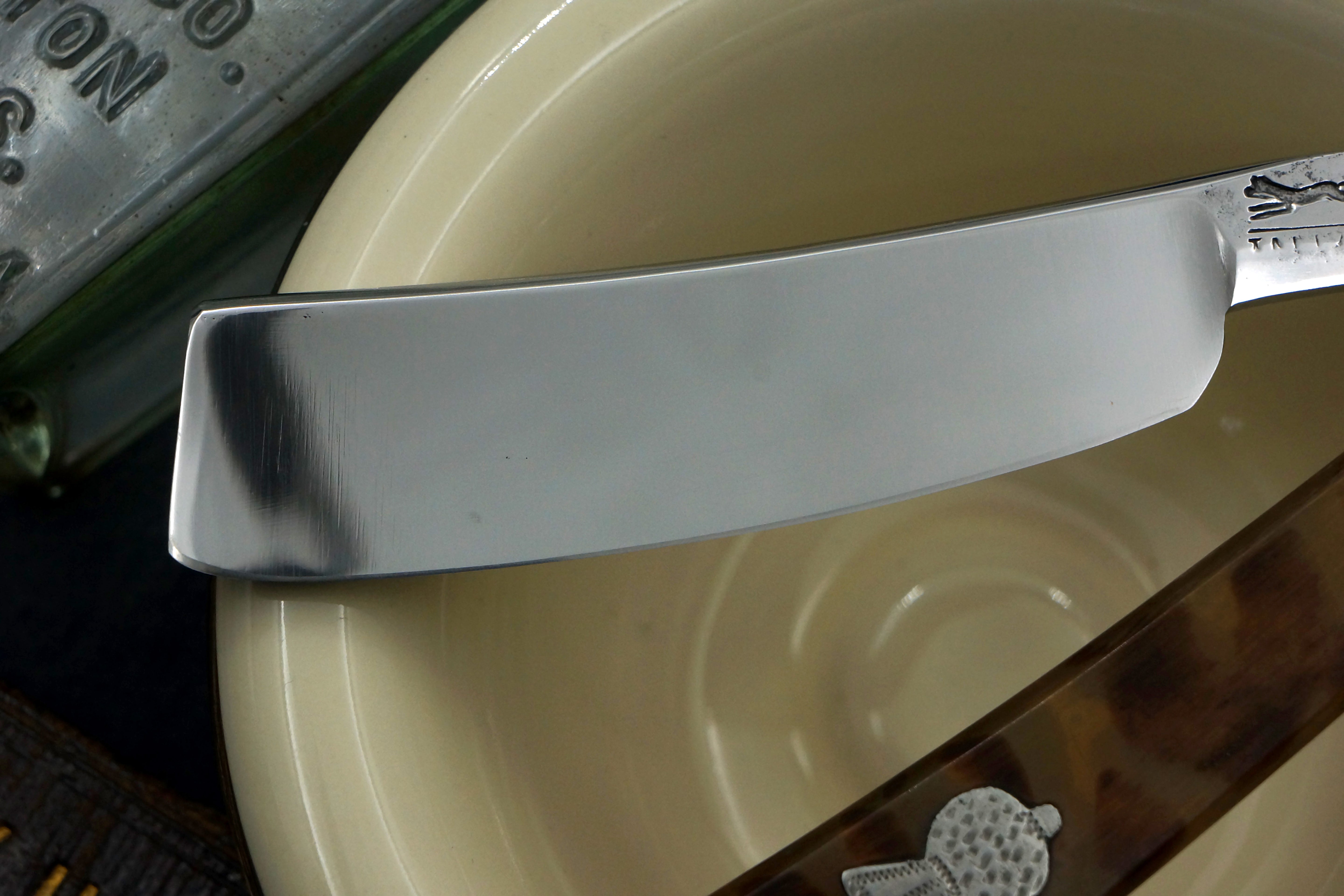 F. Fenney "Tally Ho" 13/16 Near Wedge Blade with Fancy Horn Scales - Handsome Fully Restored Sheffield Straight Razor - Shave Ready