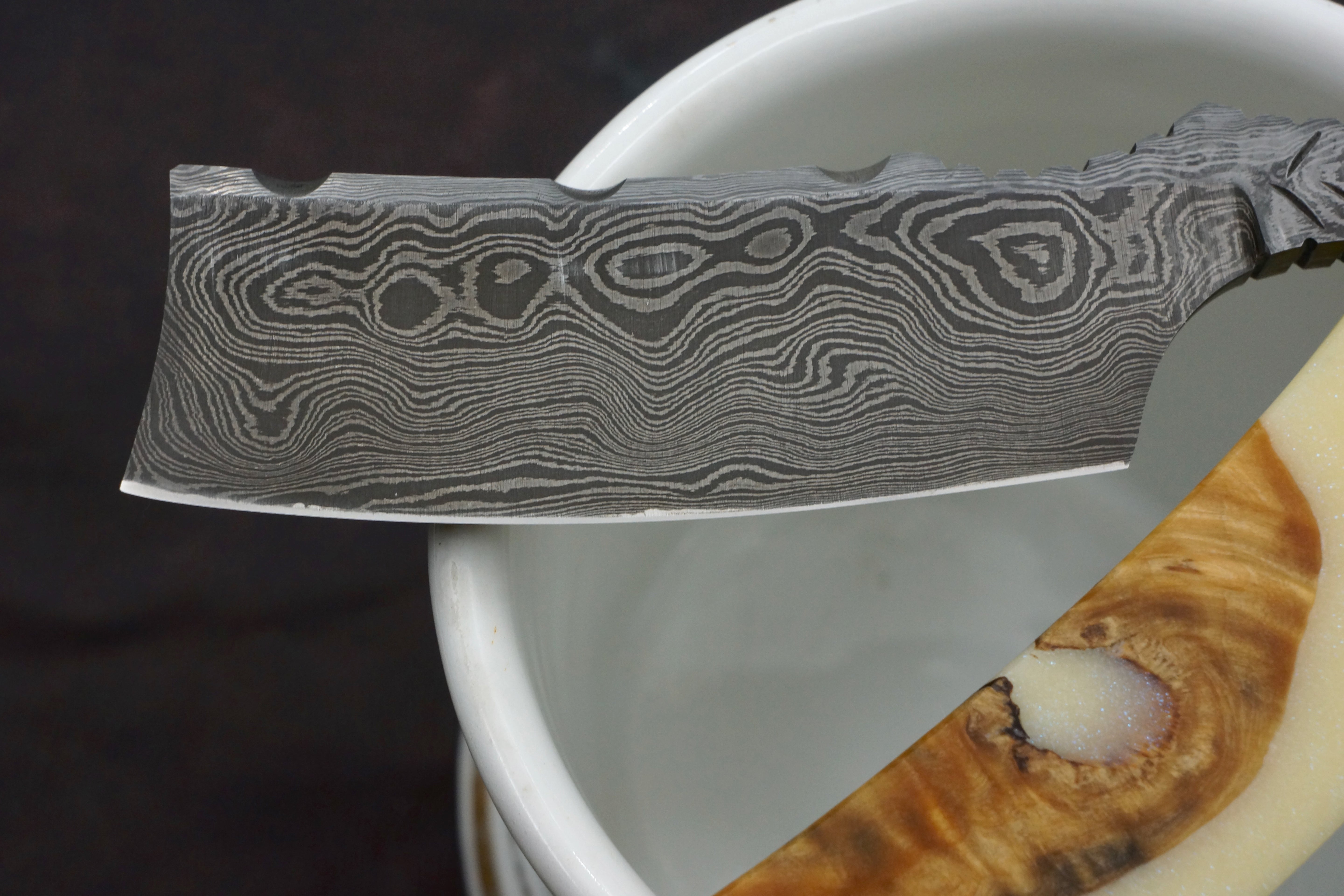 Snail Forge 15/16+ Damascus Steel Blade - Preowned Custom Straight Razor - Shave Ready