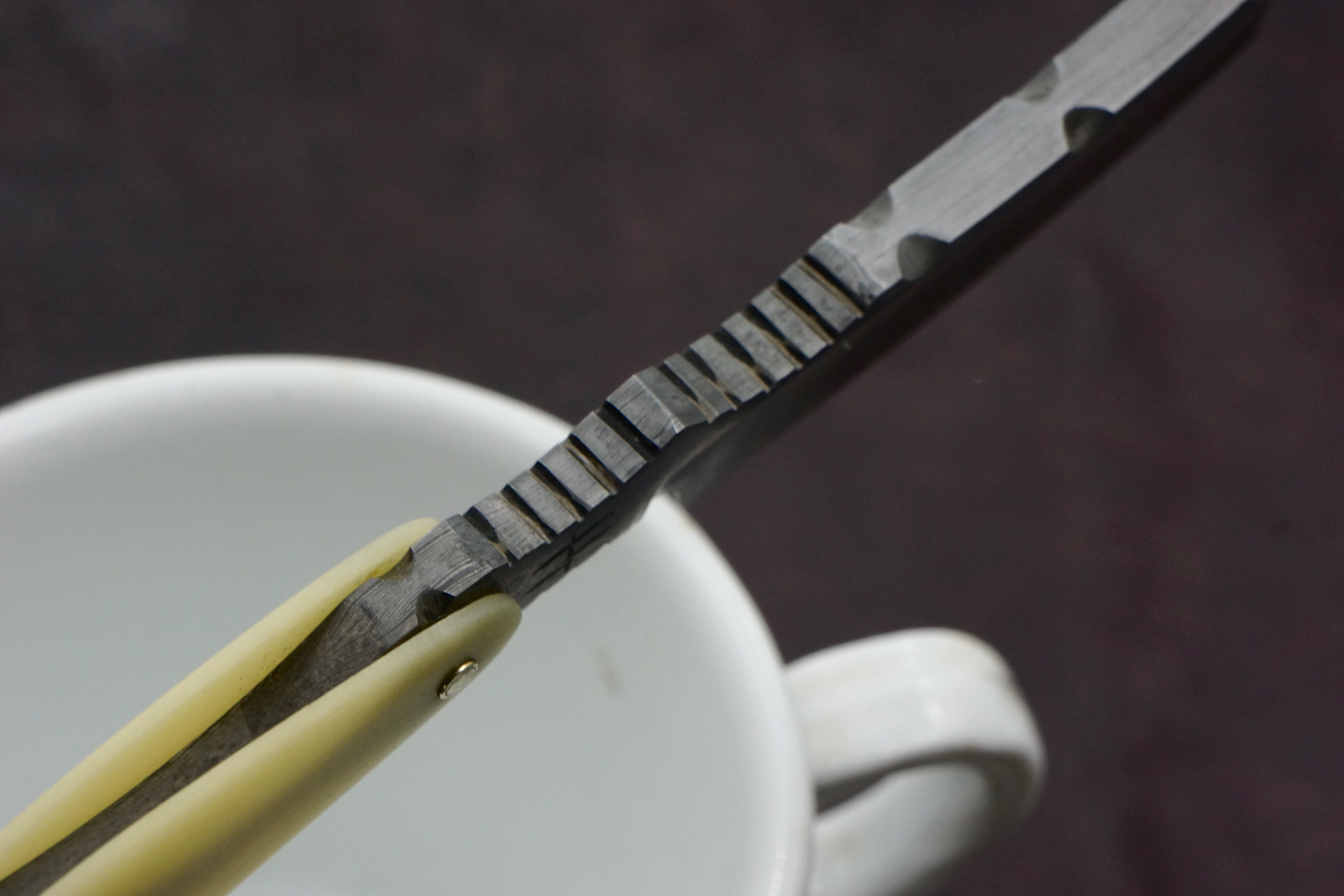 Snail Forge 15/16+ Damascus Steel Blade - Preowned Custom Straight Razor - Shave Ready