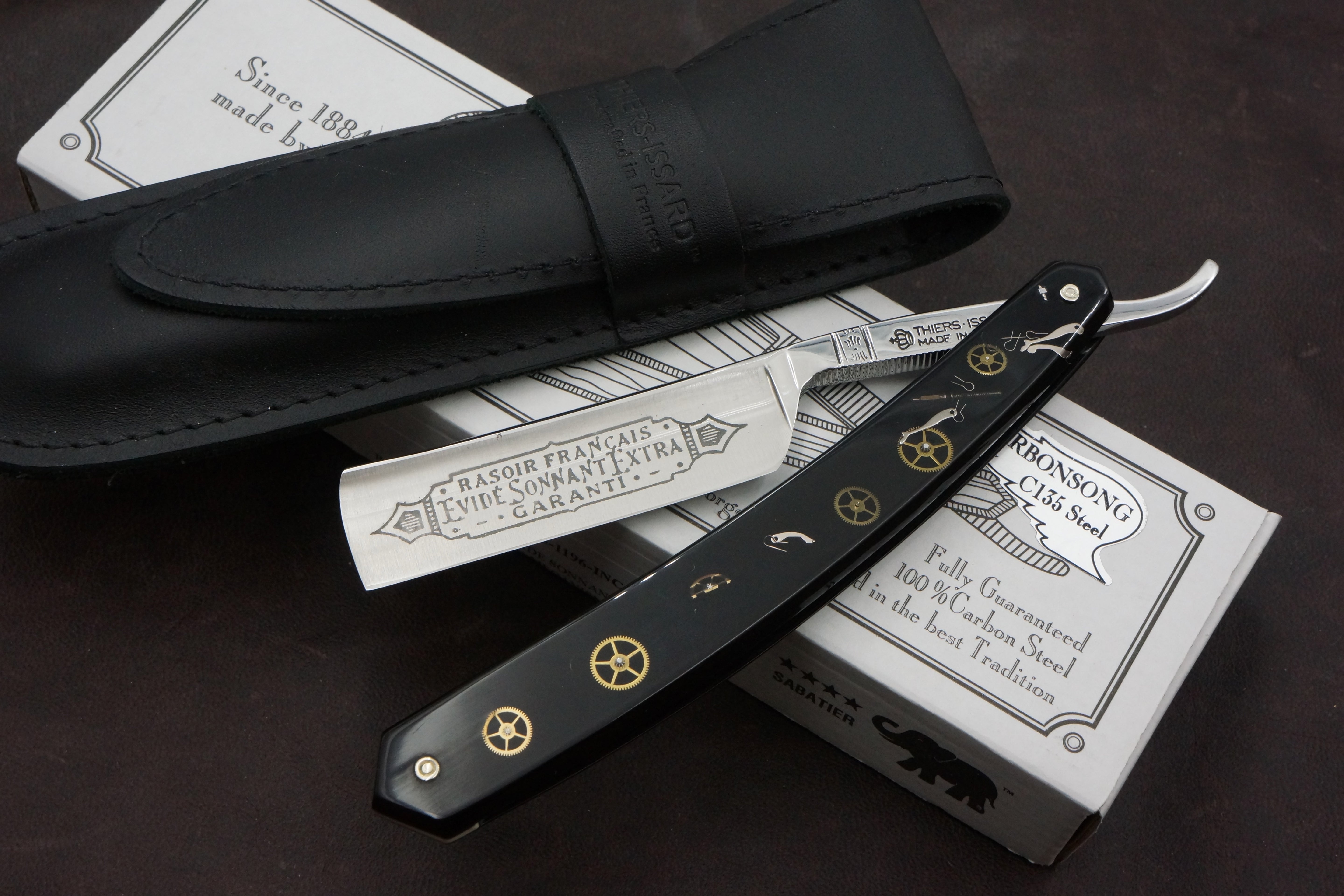 Thiers Issard "Evide Sonnant" 6/8 Full Hollow Blade Mechanism Scales - Preowned French Straight Razor - Shave Ready