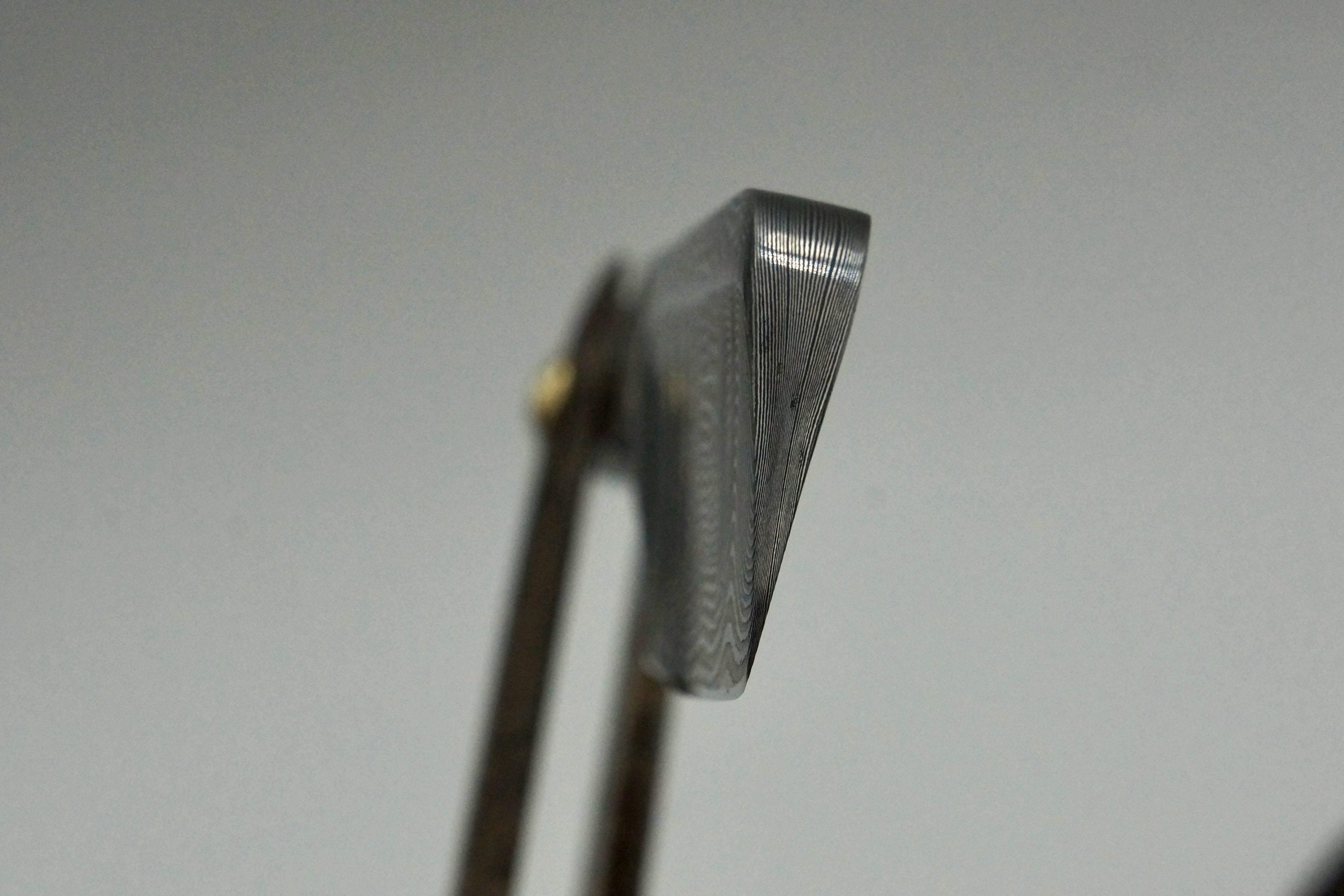 Griffith 9/8 Damascus Quarter Hollow - Amboyna Burl Scales Artisan Straight Razor