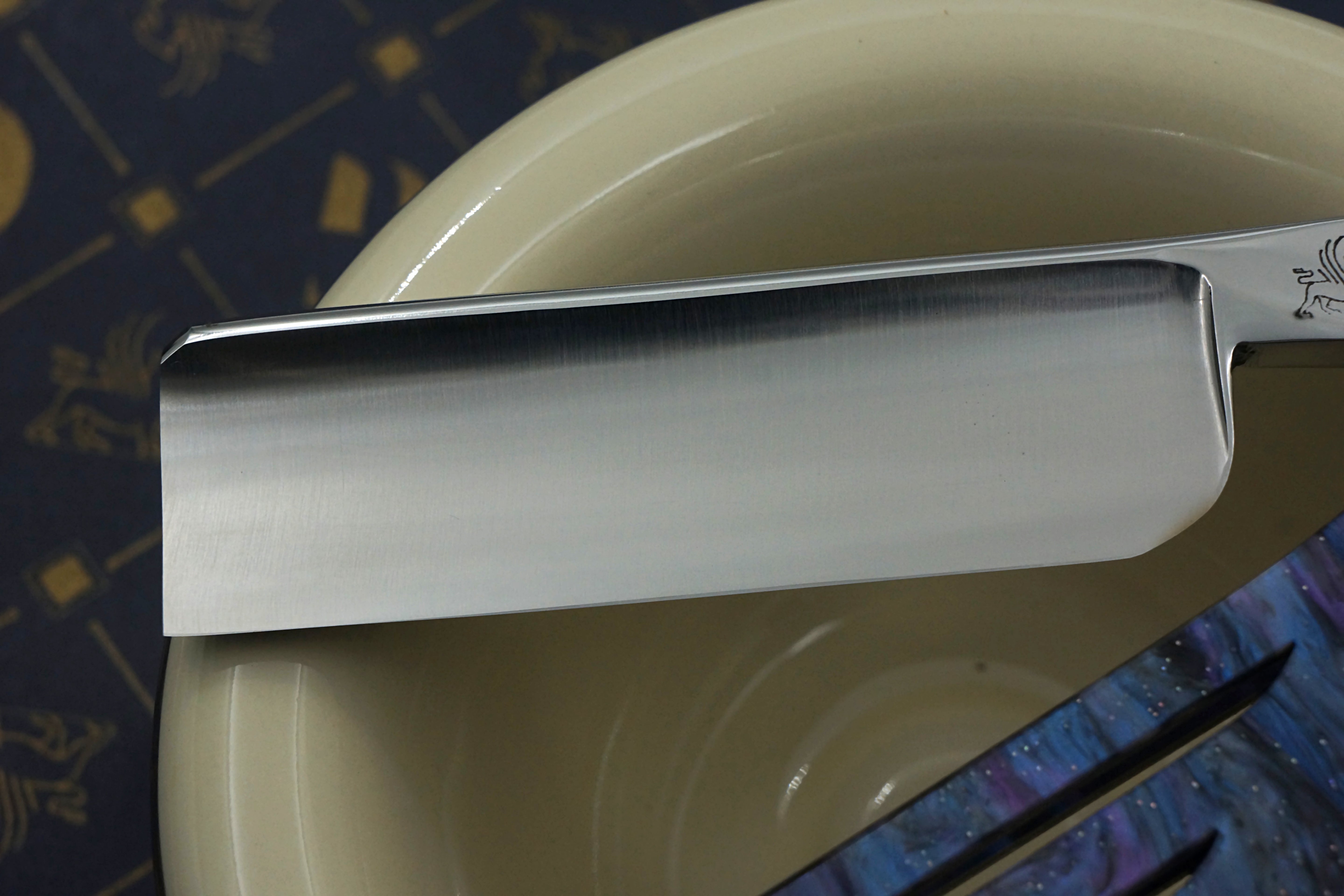 Griffith 15/16 Stainless Steel Full Hollow Blade - Purple Starry Sky Wing Scales Artisan Straight Razor