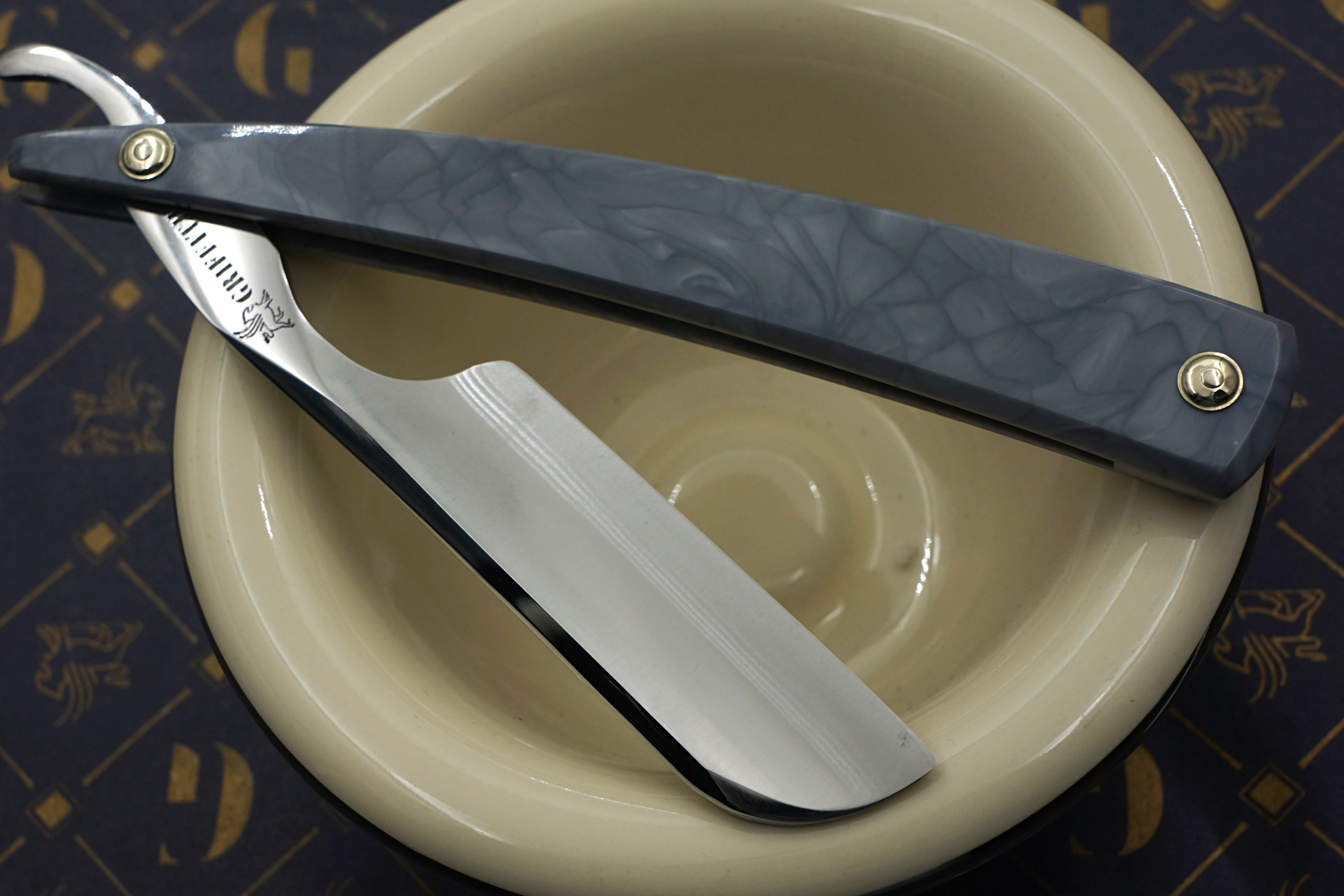 Griffith 13/16 Silver Steel Full Hollow Blade -  Snow Tactical Juma Scales Artisan Straight Razor - Shave Ready