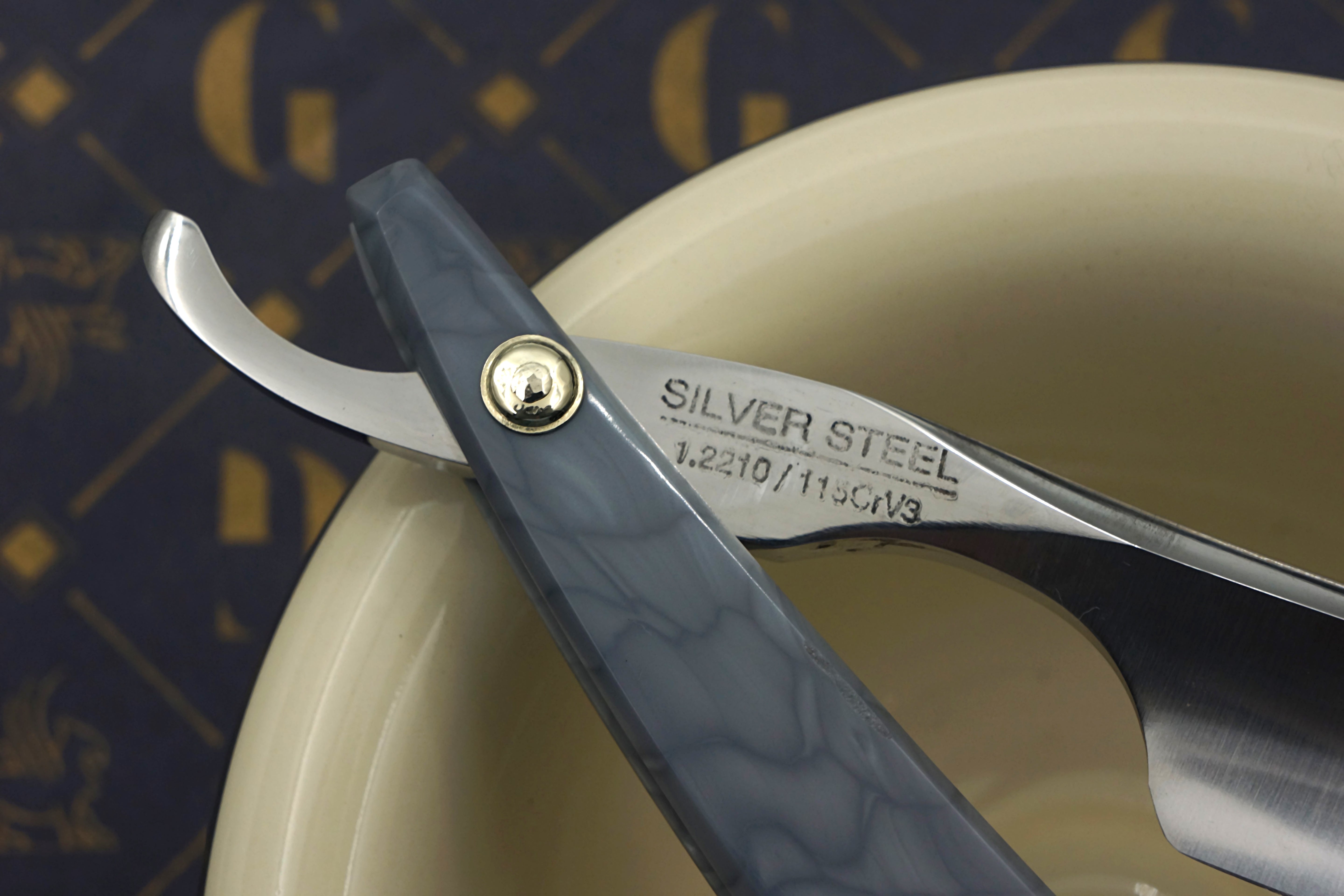 Griffith 13/16 Silver Steel Full Hollow Blade -  Snow Tactical Juma Scales Artisan Straight Razor - Shave Ready