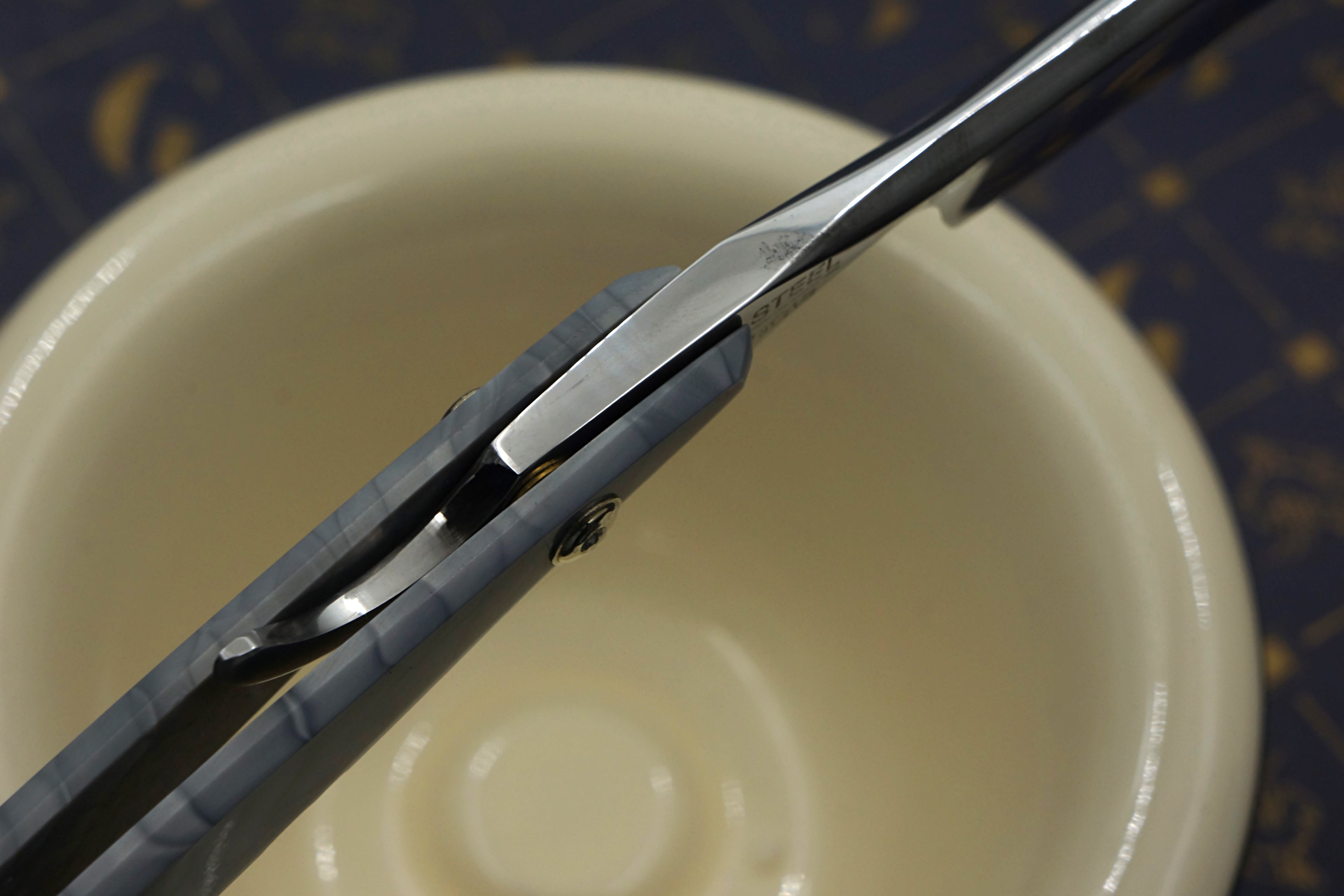 Griffith 13/16 Silver Steel Full Hollow Blade -  Snow Tactical Juma Scales Artisan Straight Razor - Shave Ready