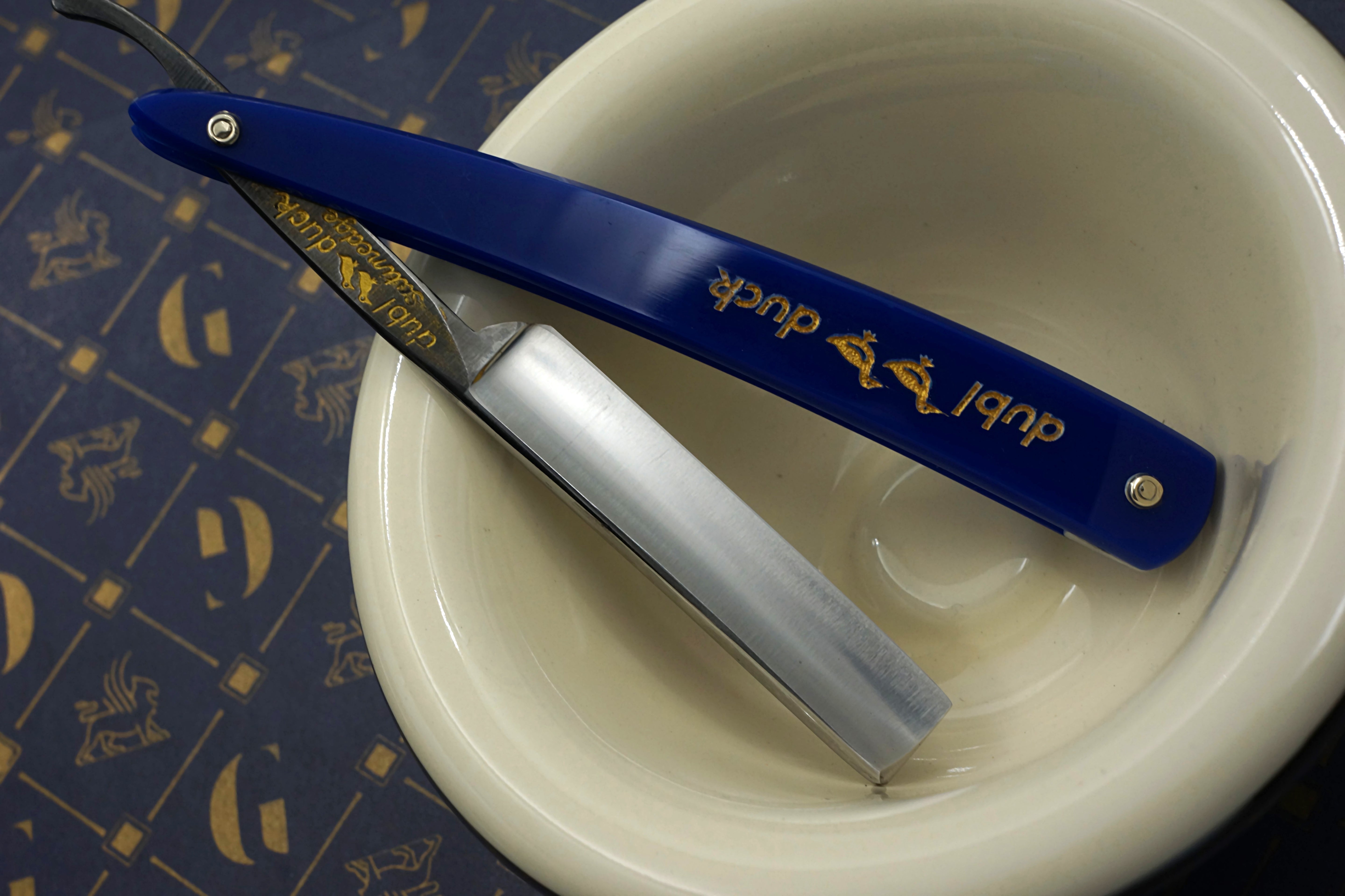Griffith Dubl Duck Satinedge 9/16 Half Hollow Blade - Acrylic Scales Artisan Straight Razor - Shave Ready