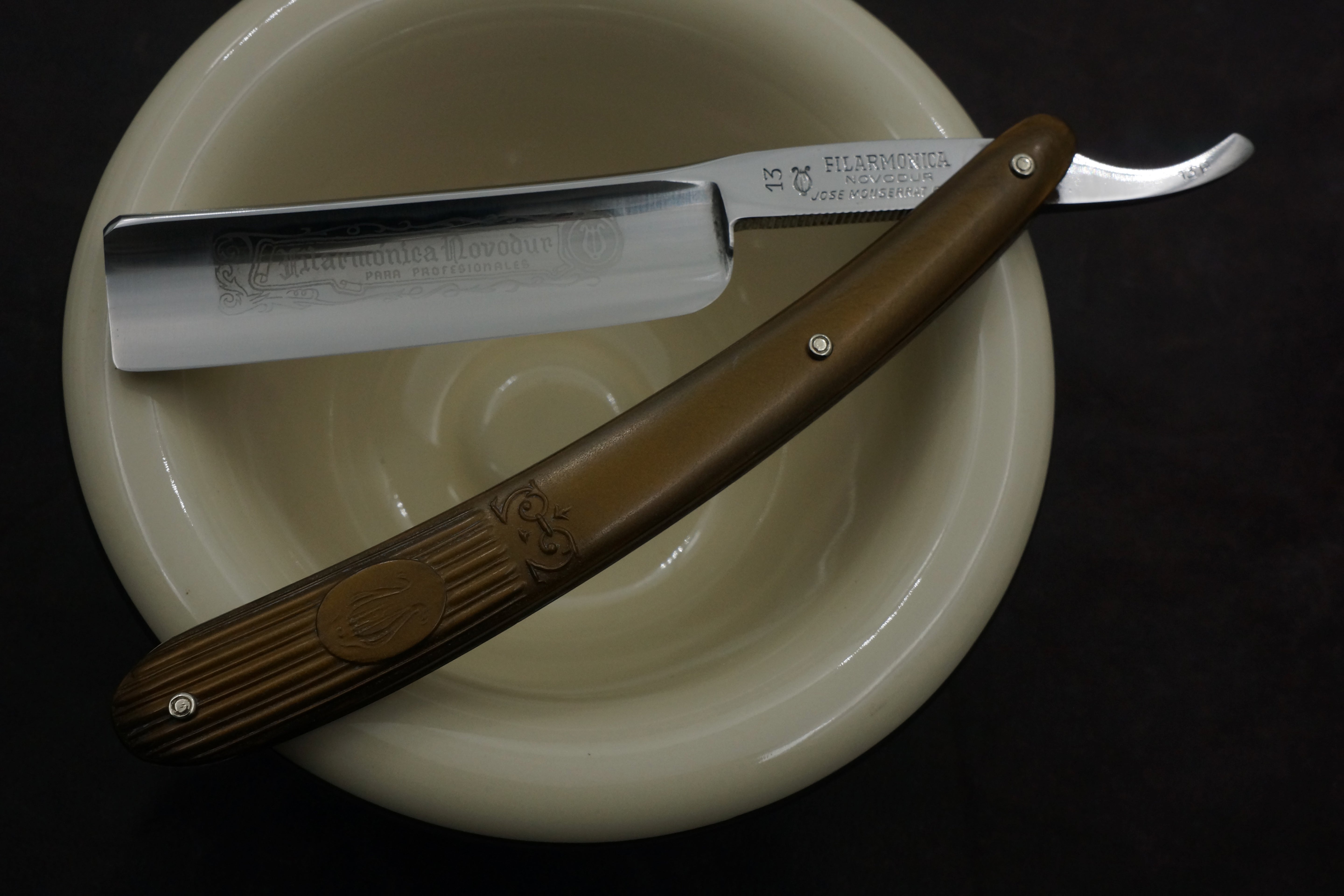 Filarmonica JMP No. 13 Novodur 6/8 Full Hollow Blade - Excellent Restored Vintage Spanish Straight Razor - Shave Ready