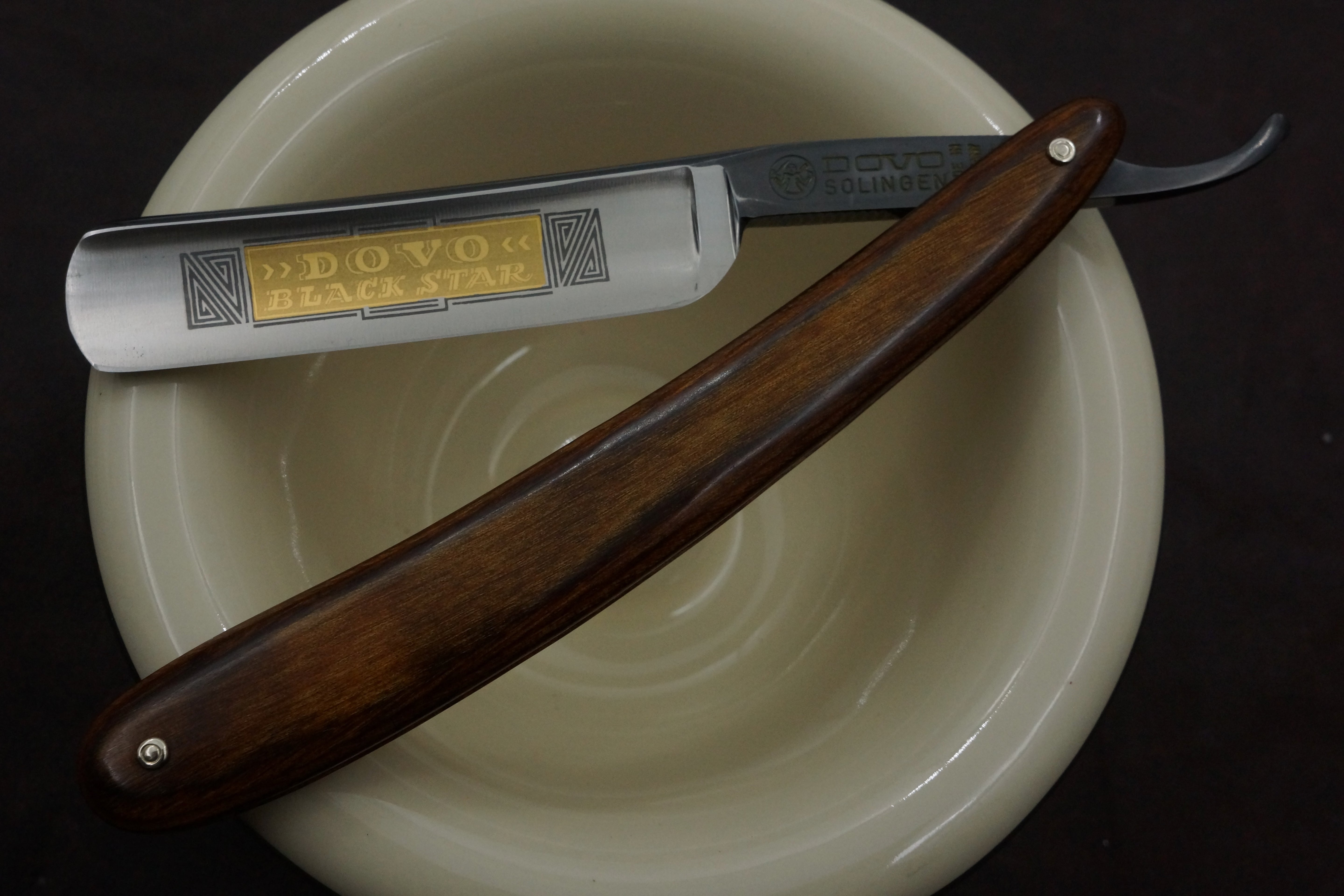 Dovo "Black Star" -  Preowned Fancy 11/16 Full Hollow Blade - Solingen Straight Razor - Shave Ready