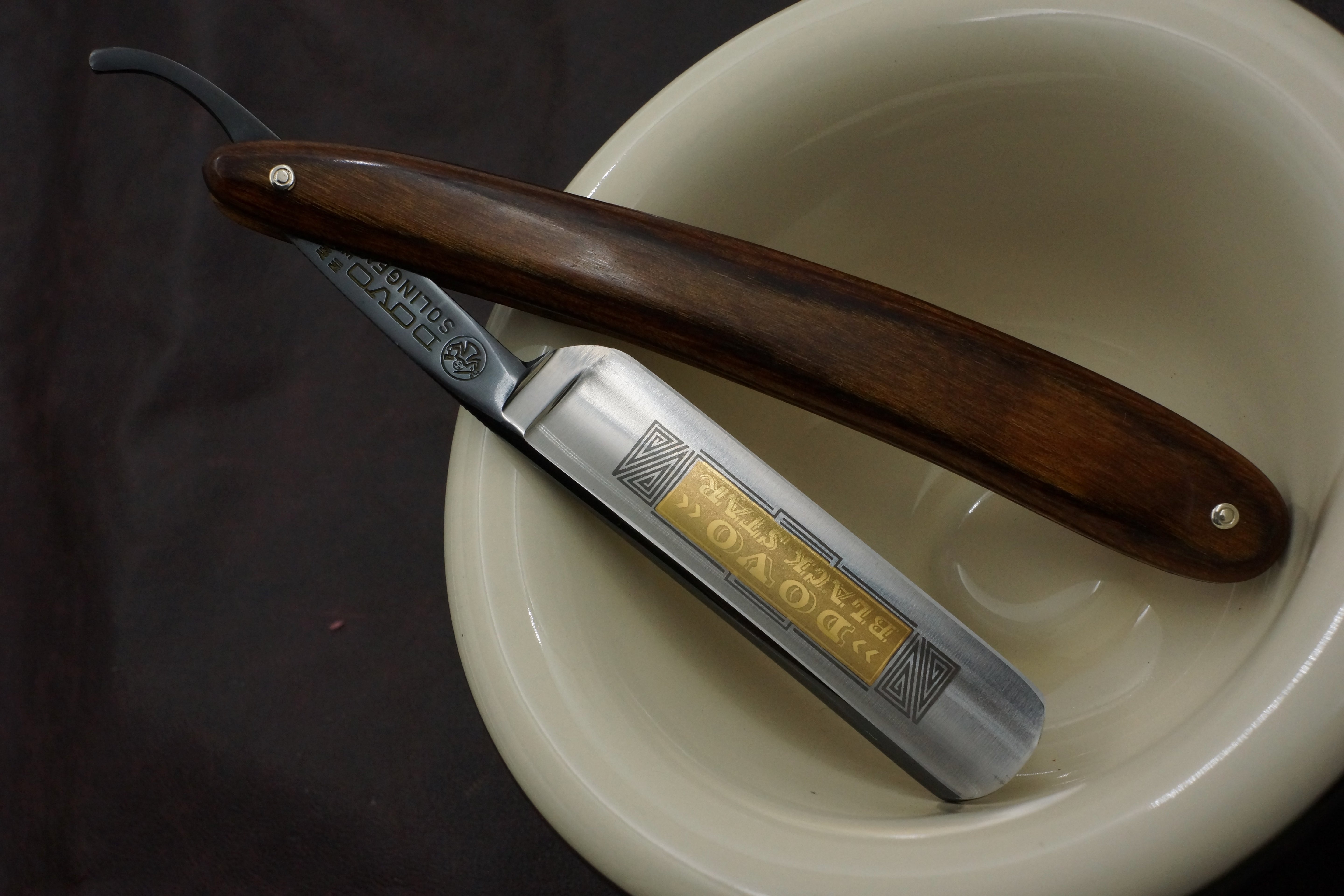 Dovo "Black Star" -  Preowned Fancy 11/16 Full Hollow Blade - Solingen Straight Razor - Shave Ready