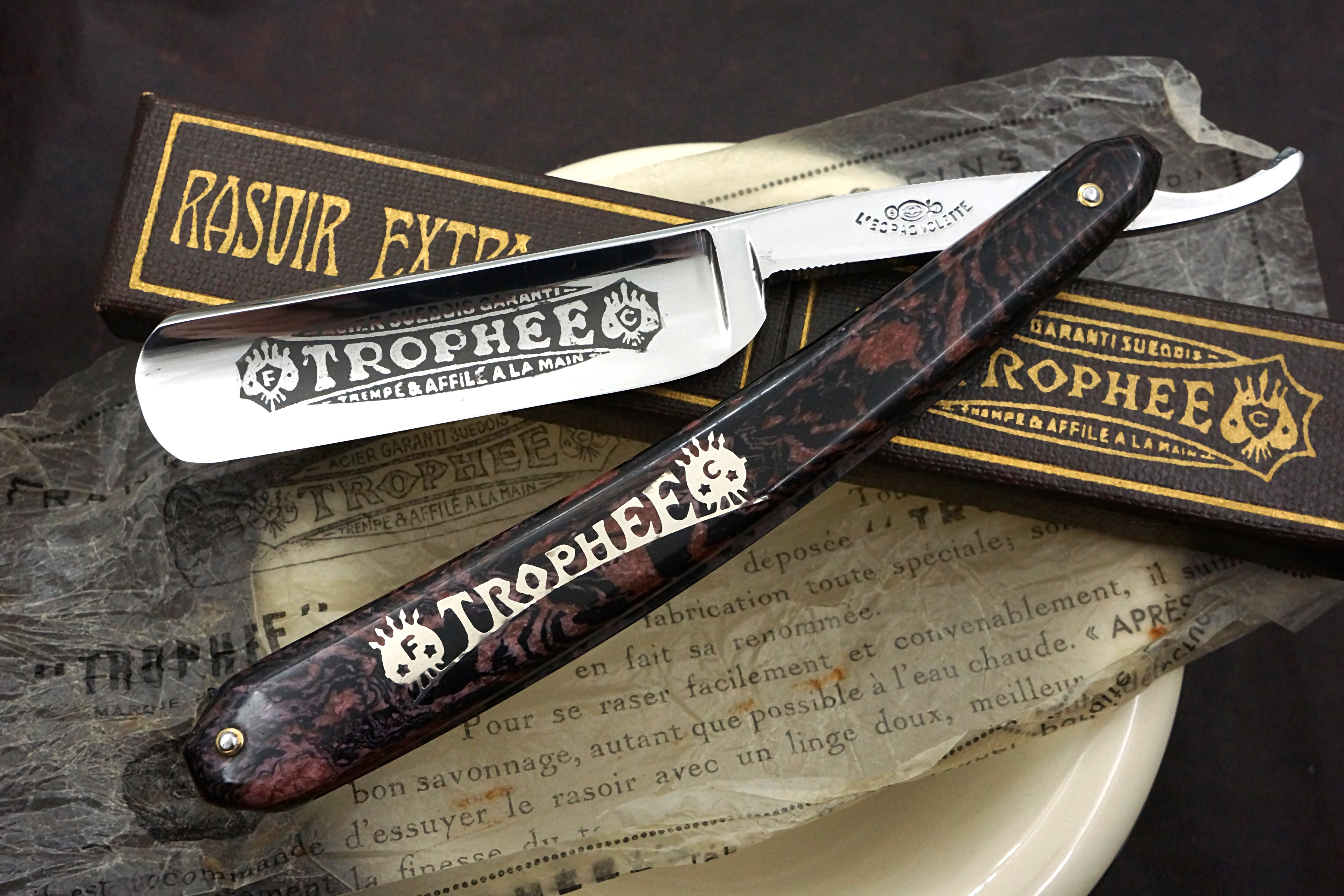 L' ESPAGNOLETTE Trophee - Like New NOS? 13/16 Full Hollow Blade - Vintage French Straight Razor - Shave Ready