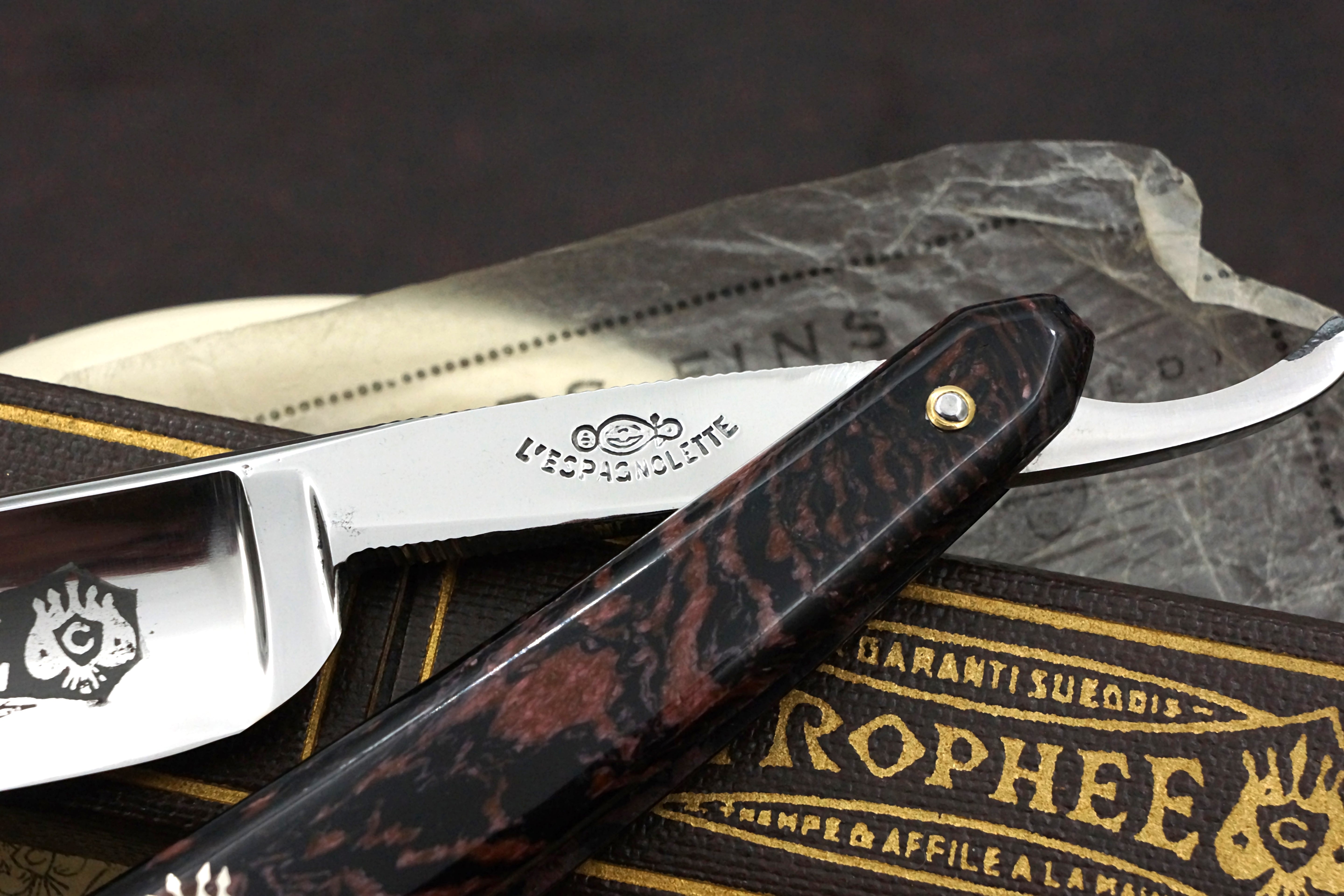 L' ESPAGNOLETTE Trophee - Like New NOS? 13/16 Full Hollow Blade - Vintage French Straight Razor - Shave Ready