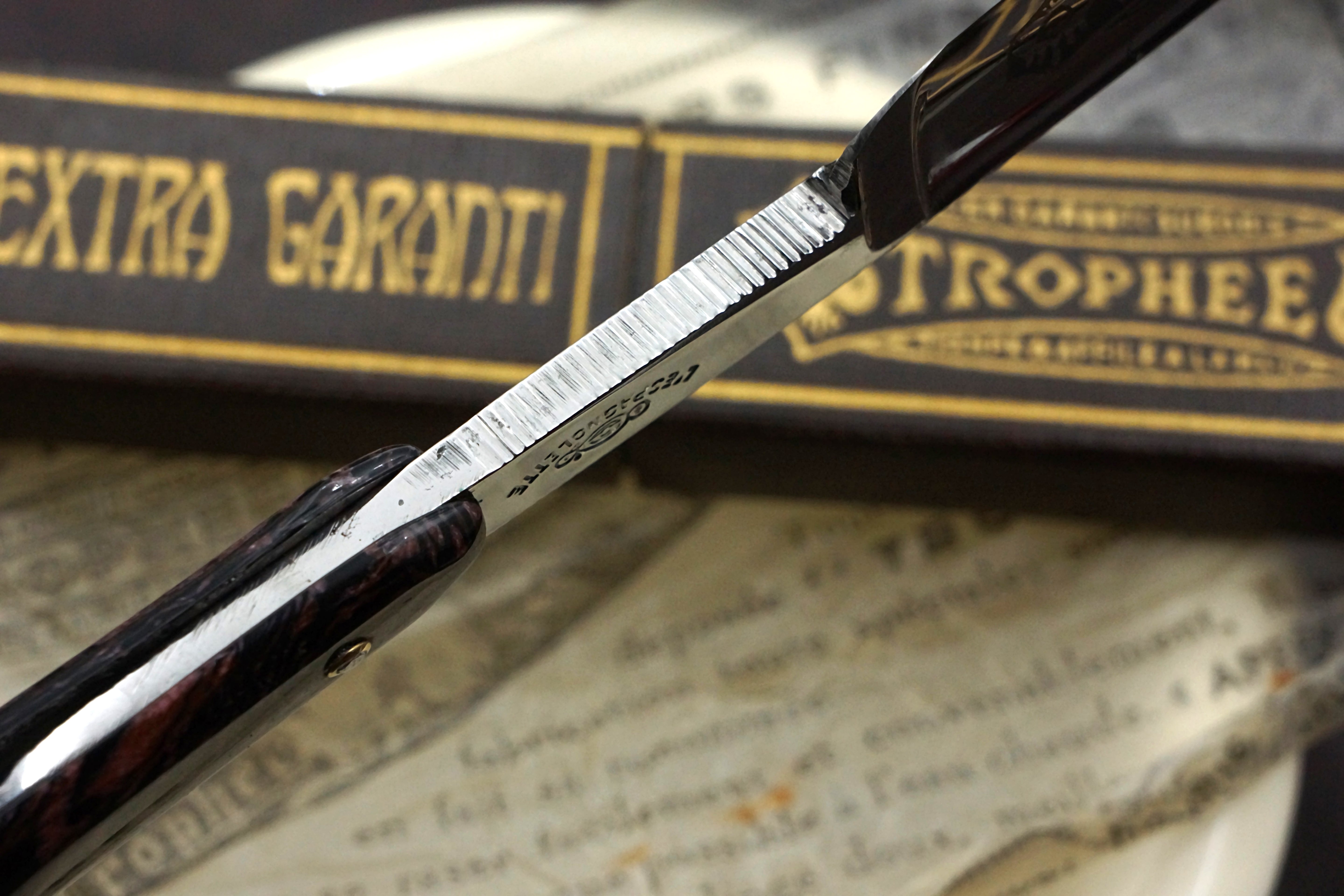 L' ESPAGNOLETTE Trophee - Like New NOS? 13/16 Full Hollow Blade - Vintage French Straight Razor - Shave Ready