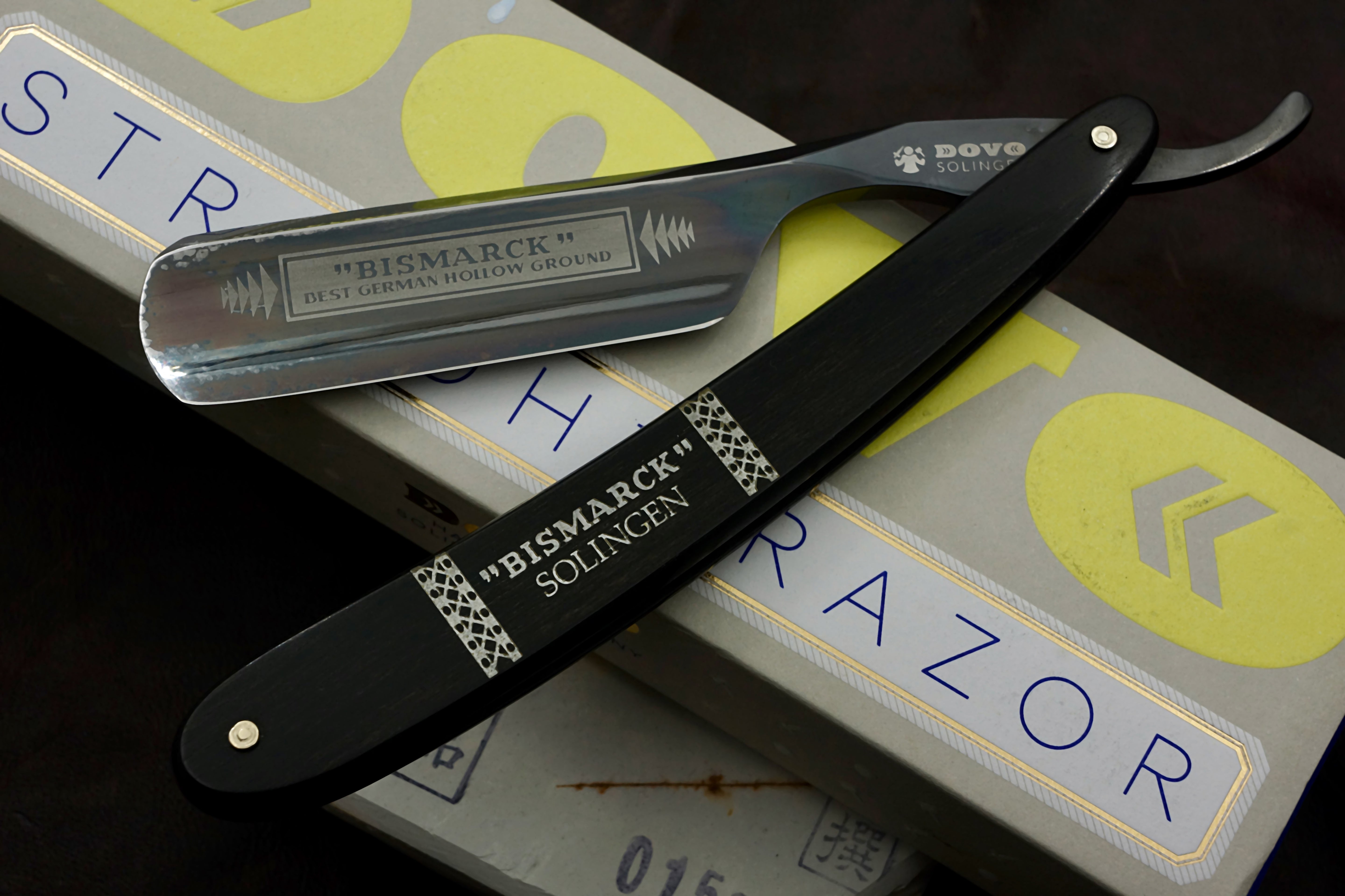 Dovo "Bismarck Ebony" -  Preowned 6/8 Full Hollow Blade - Solingen Straight Razor - Shave Ready