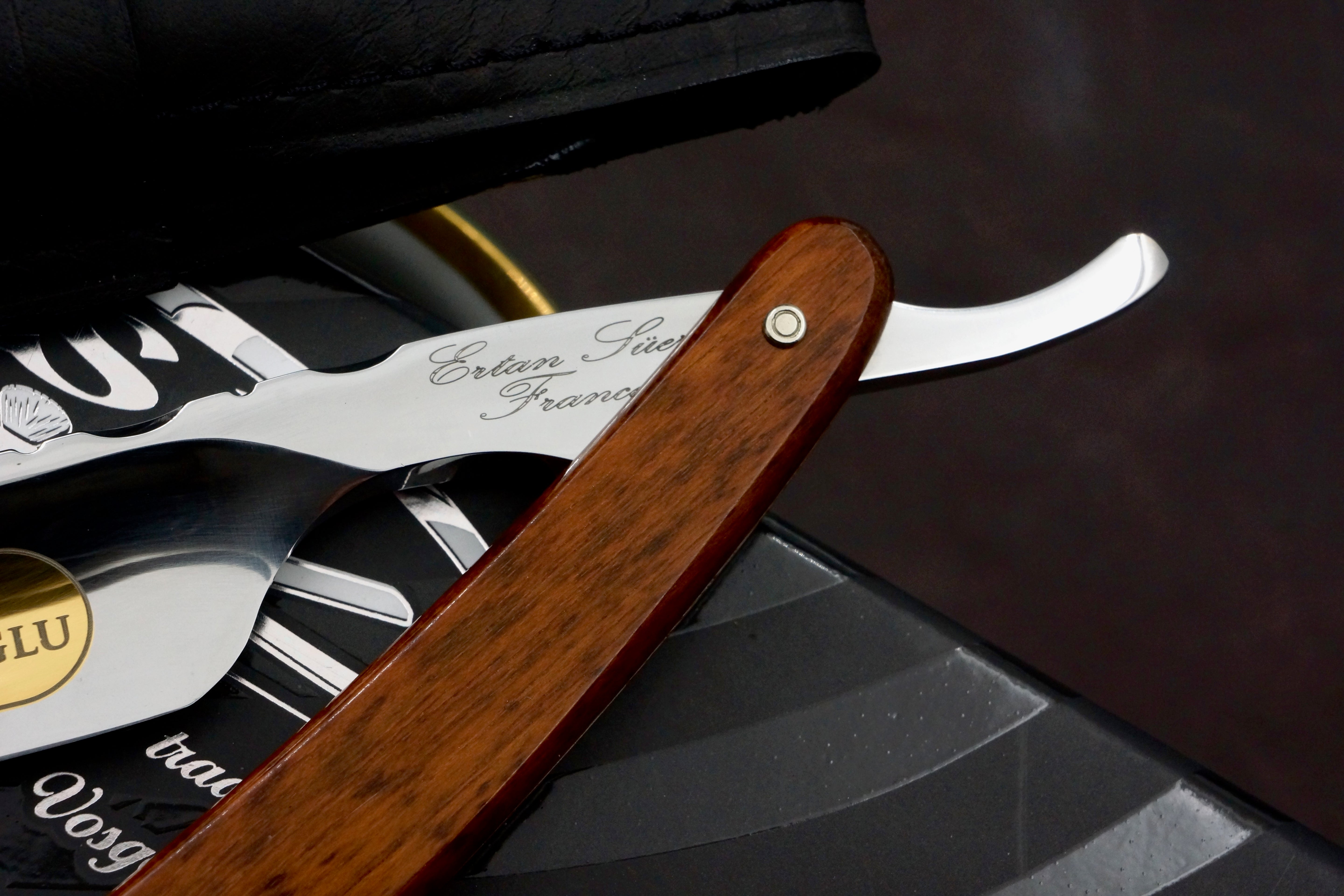 Ertan Suer "Legend Koroglu" 6/8 Full Hollow Fancy Blade with Snakewood Scales - Excellent Preowned French Straight Razor - Shave Ready