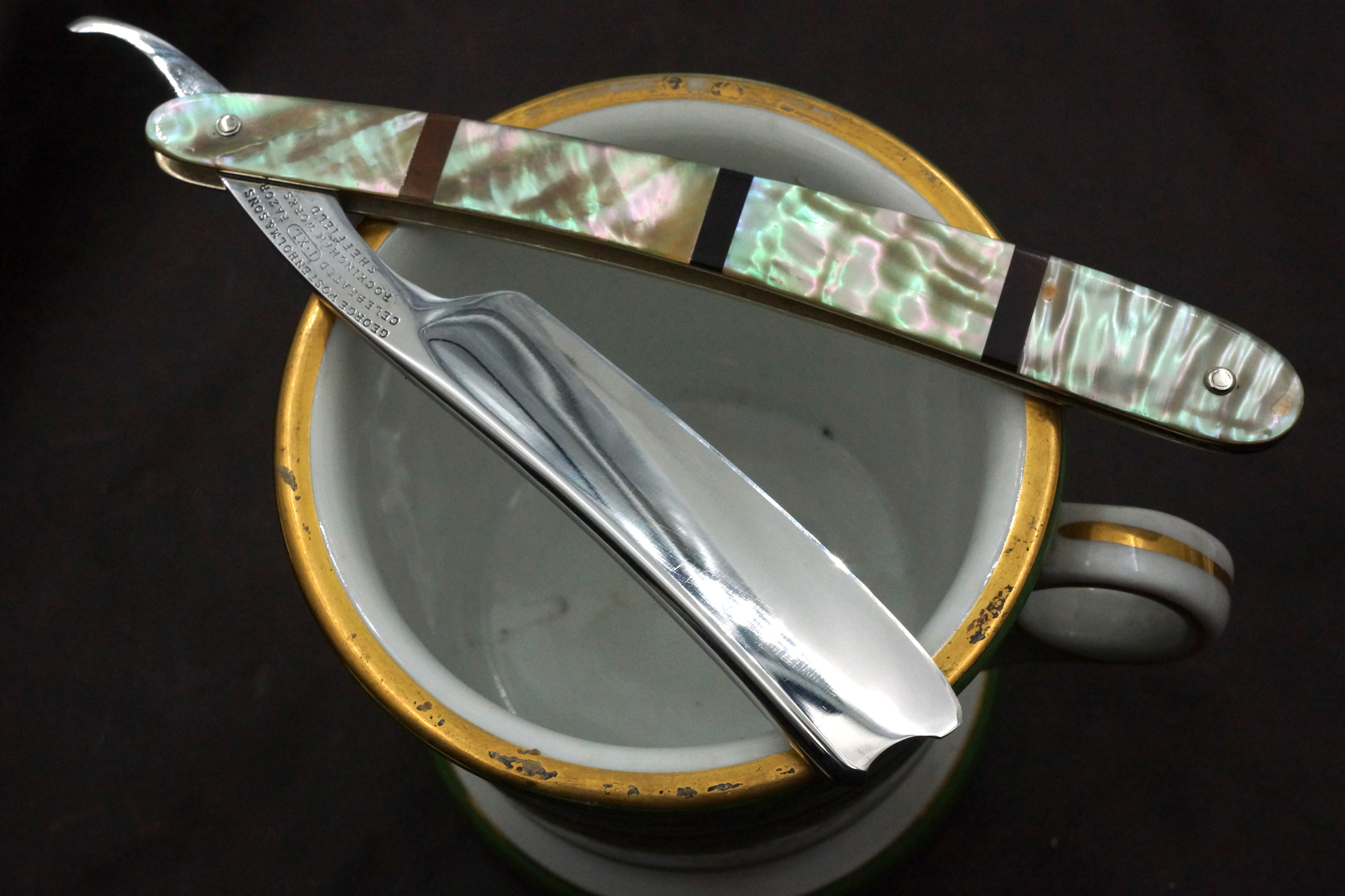 George Wostenholm & Sons - 11/16 Blade with Mother of Pearl Scales - Fully Restored Sheffield Straight Razor - Shave Ready