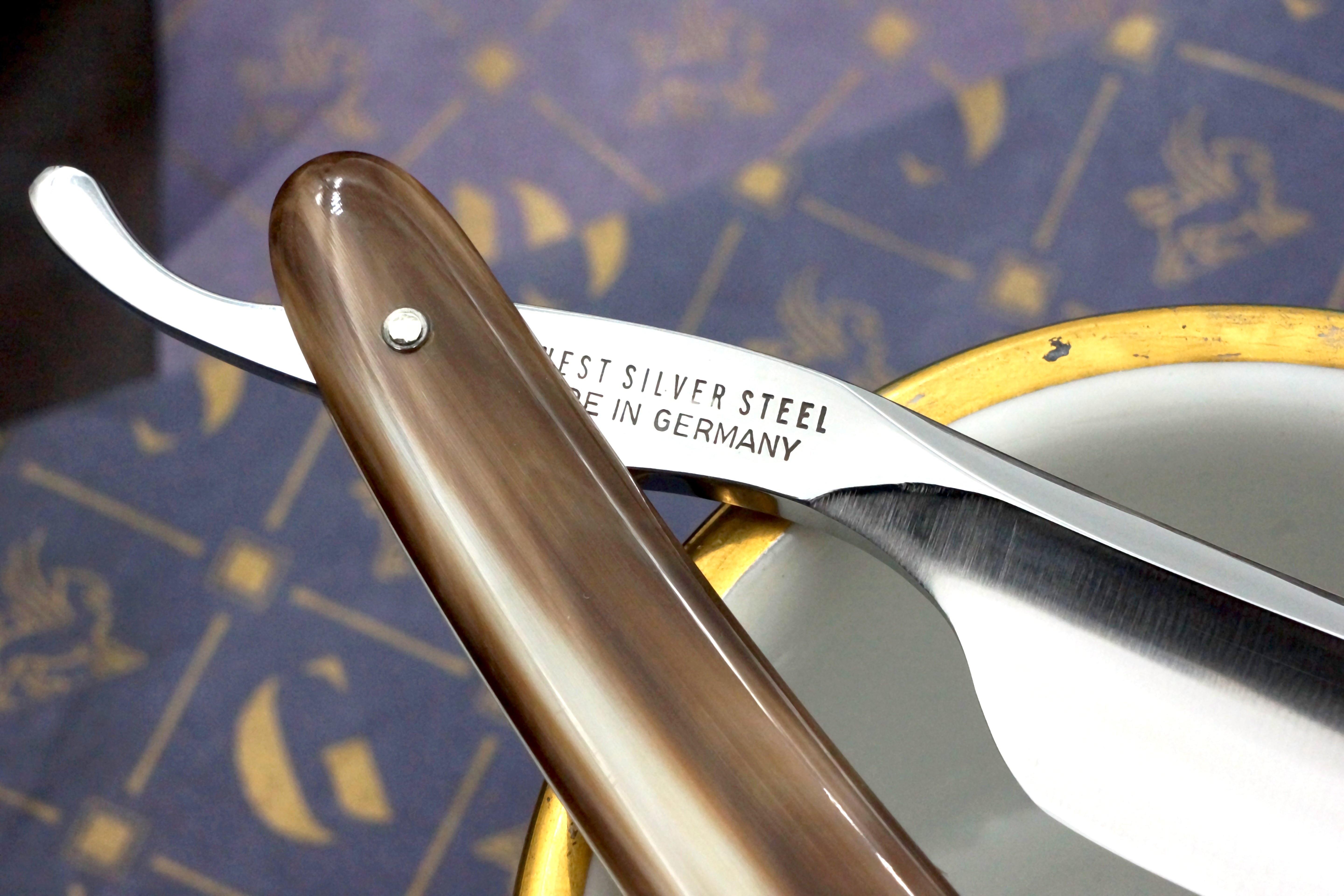 Wacker 6/8 Full Hollow Blade - Horn Scales Solingen Straight Razor - Shave Ready