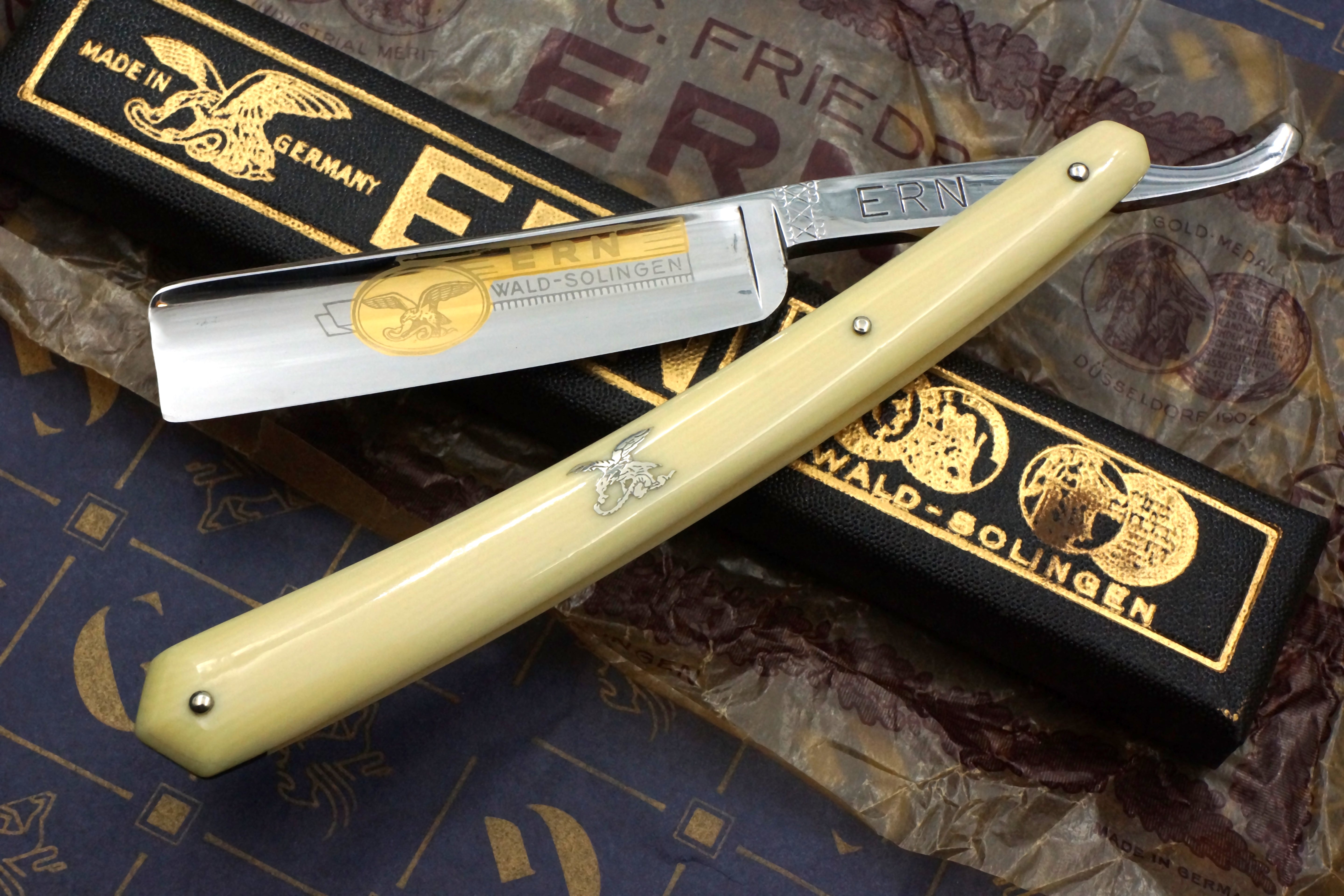 Carl Friederich Ern - NOS 11/16 Full Hollow Blade - Vintage Solingen Straight Razor - Shave Ready