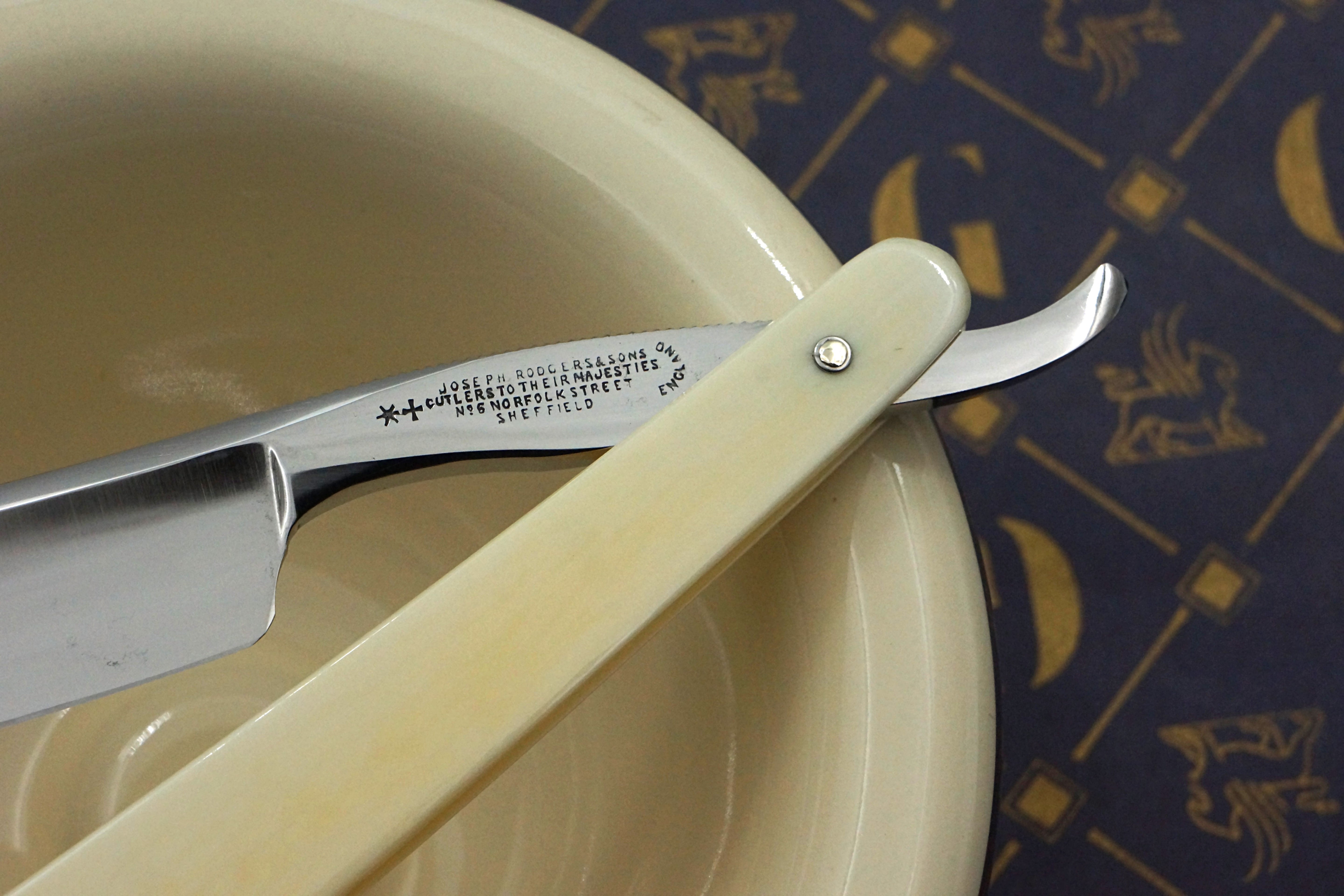 Joseph Rodgers & Sons - Stunning 6/8 Ivory Scaled Fancy Grind - Vintage Sheffield Straight Razor - Shave Ready