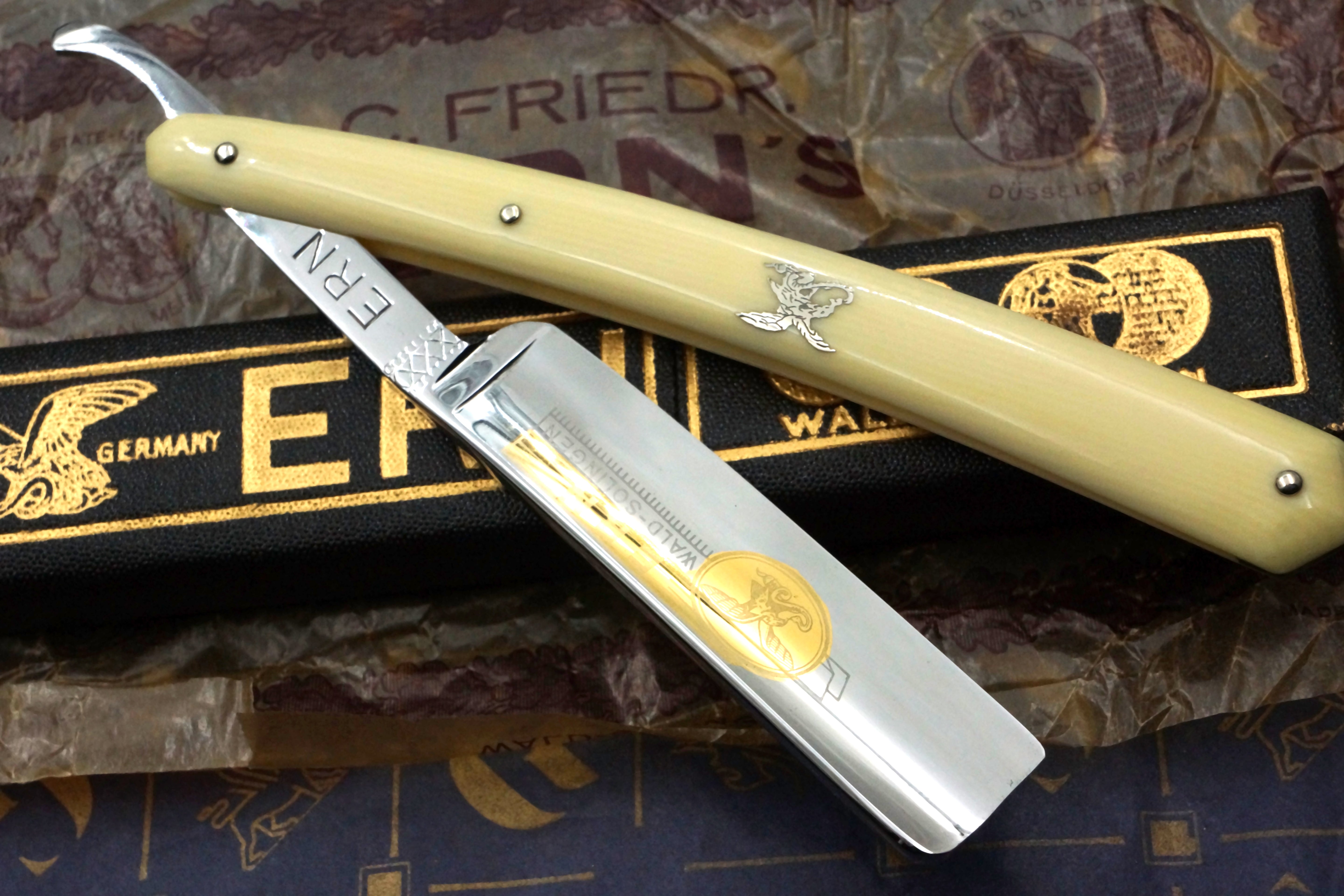 Carl Friederich Ern - NOS 11/16 Full Hollow Blade - Vintage Solingen Straight Razor - Shave Ready