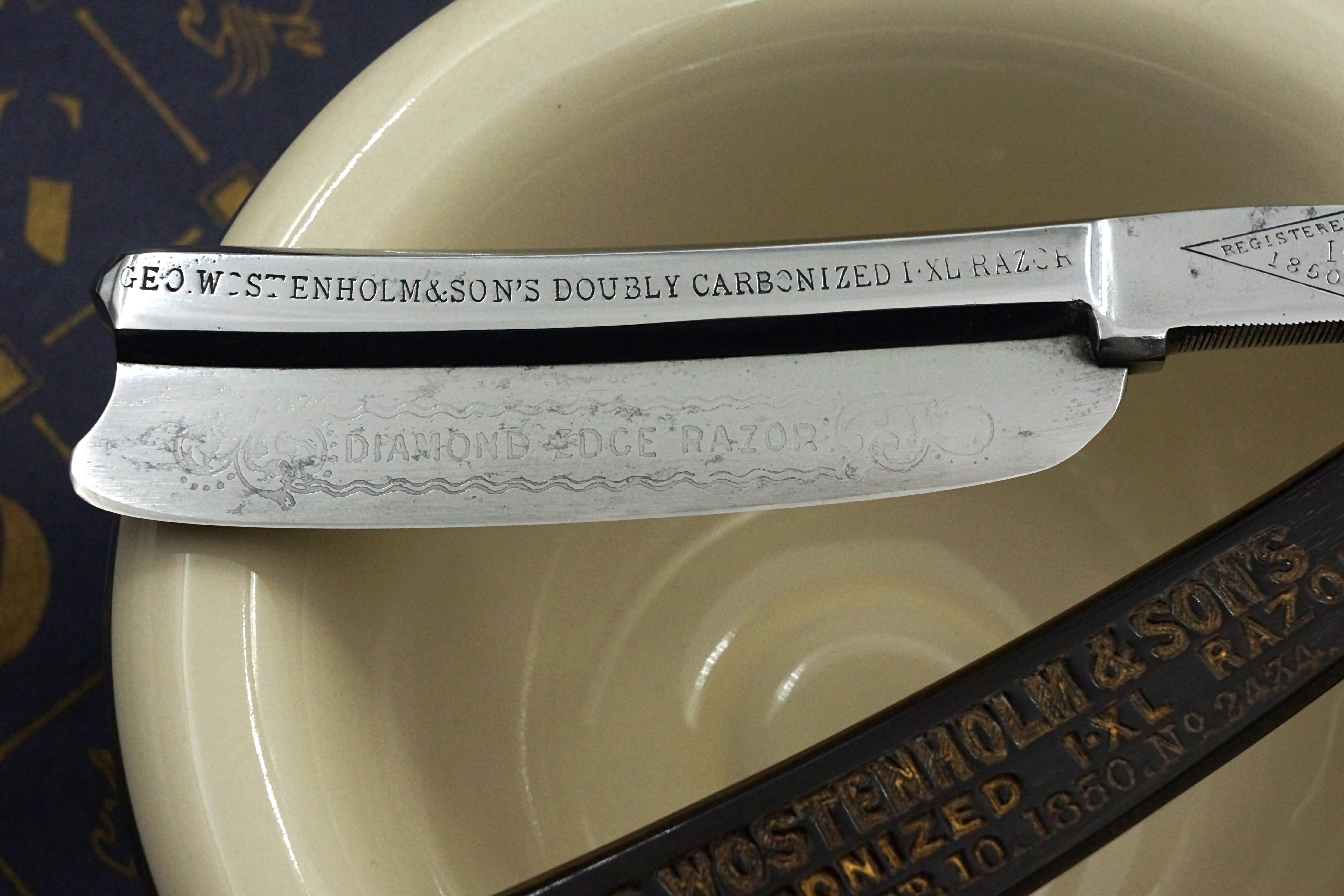 George Wostenholm & Son 7/8 Doubly Carbonized "Diamond Edge" - Rare Fancy Vintage Sheffield Straight Razor - Shave Ready